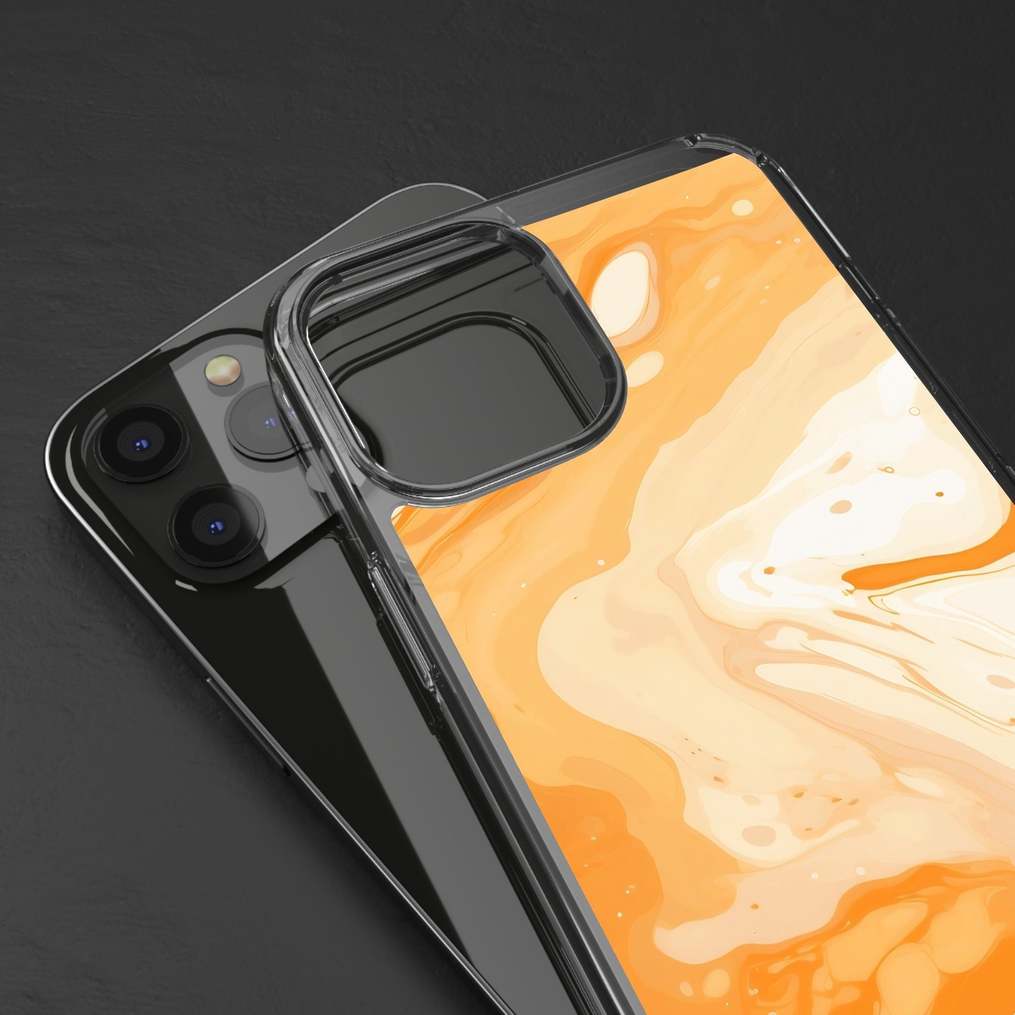 Orange and White Marble Clear Case, Artsulli - Art is Long, Life is Short, Phone Case, , , , , , ,