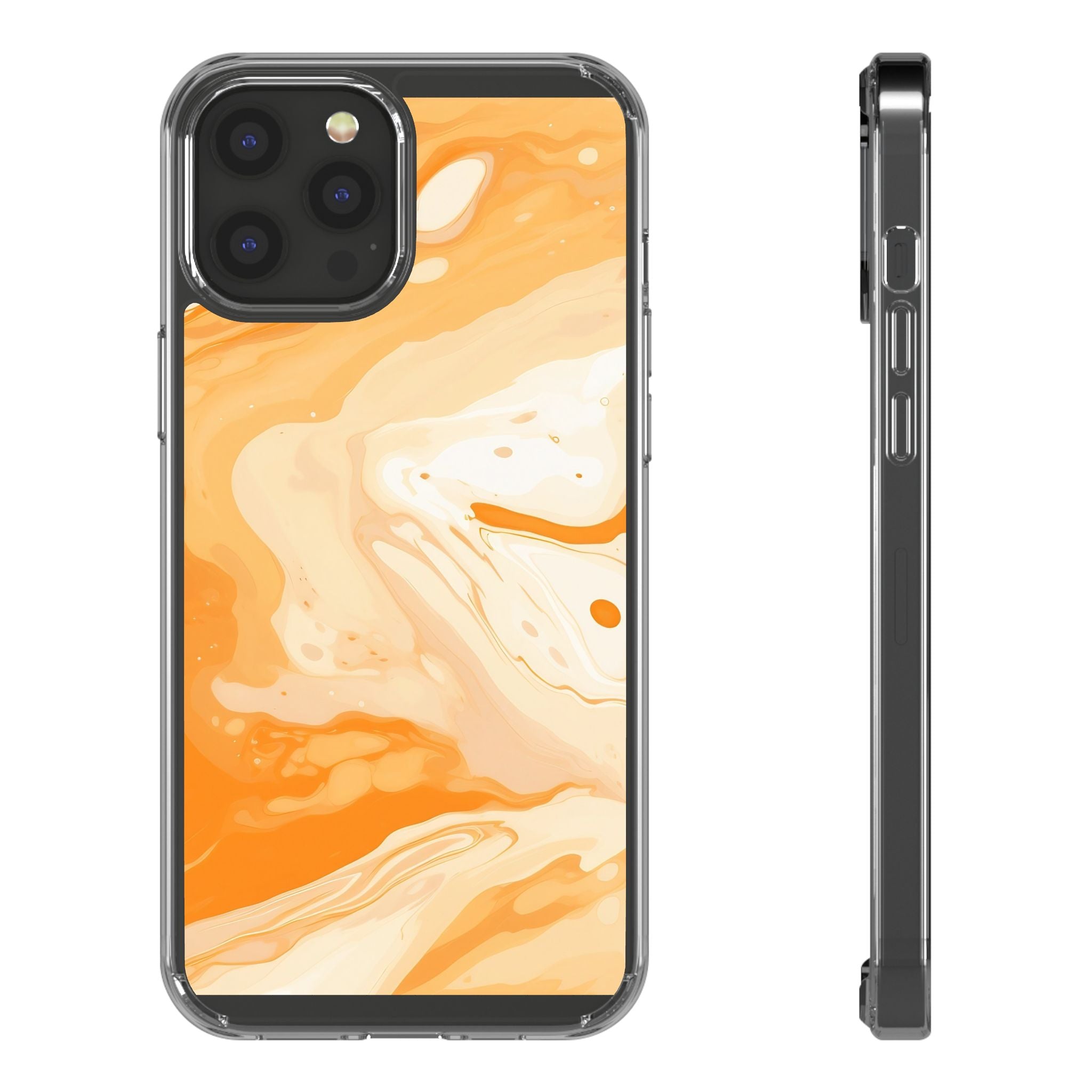 Orange and White Marble Clear Case, Artsulli - Art is Long, Life is Short, Phone Case, Size, iPhone 12 Pro Max, Surface, With gift packaging, , , 45682735036394308009