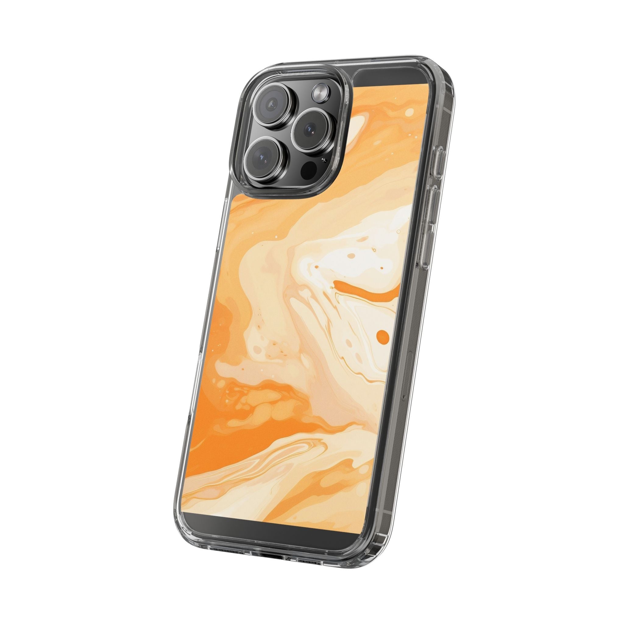 Orange and White Marble Clear Case, Artsulli - Art is Long, Life is Short, Phone Case, , , , , , ,