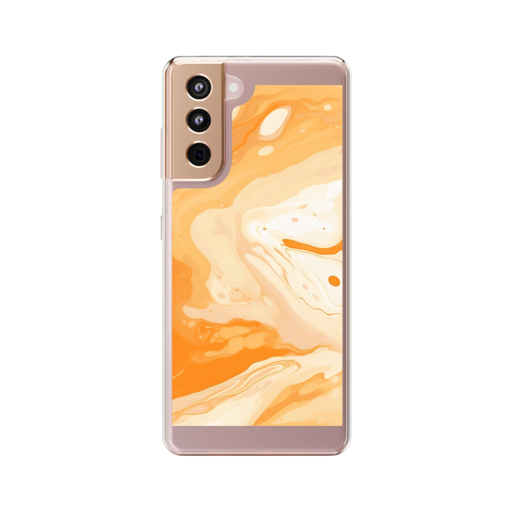 Orange and White Marble Clear Case, Artsulli - Art is Long, Life is Short, Phone Case, Size, Samsung Galaxy S21, Surface, With gift packaging, , , 53354794711703898195