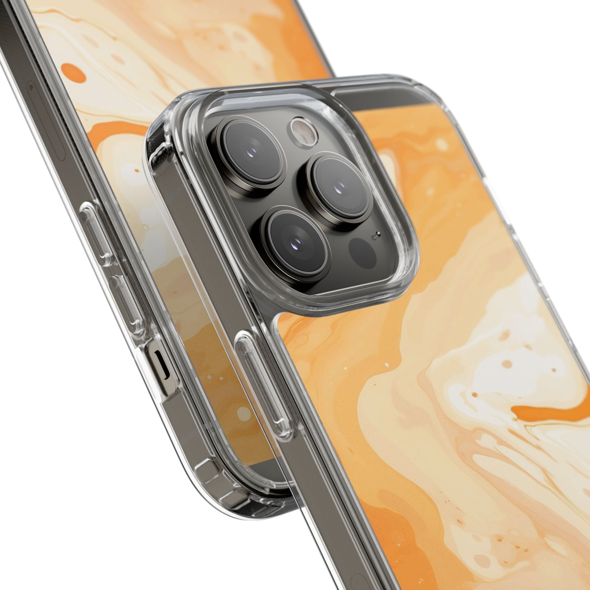 Orange and White Marble Clear Case, Artsulli - Art is Long, Life is Short, Phone Case, , , , , , ,