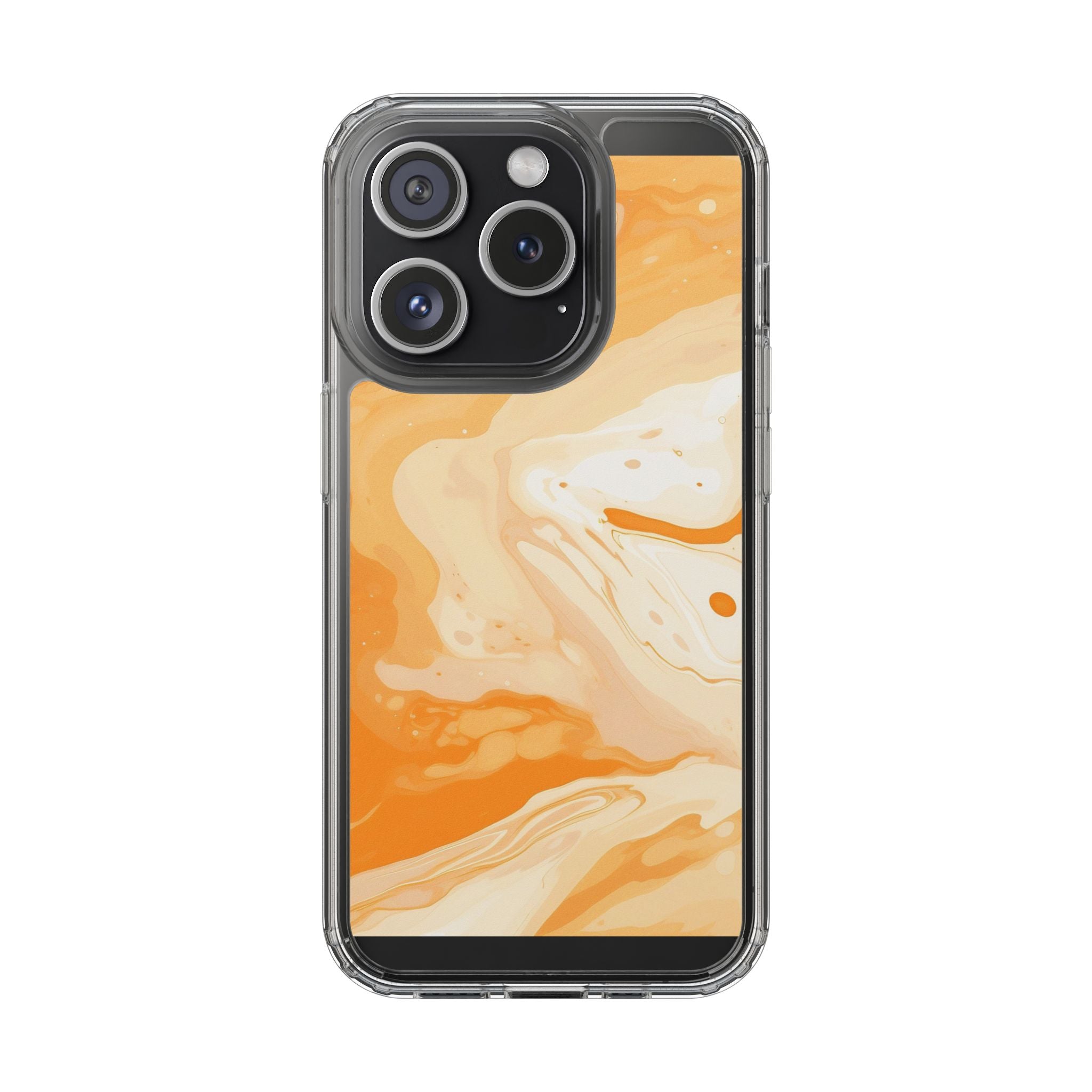 Orange and White Marble Clear Case, Artsulli - Art is Long, Life is Short, Phone Case, Size, iPhone 15 Pro, Surface, Without gift packaging, , , 29386660590954822493