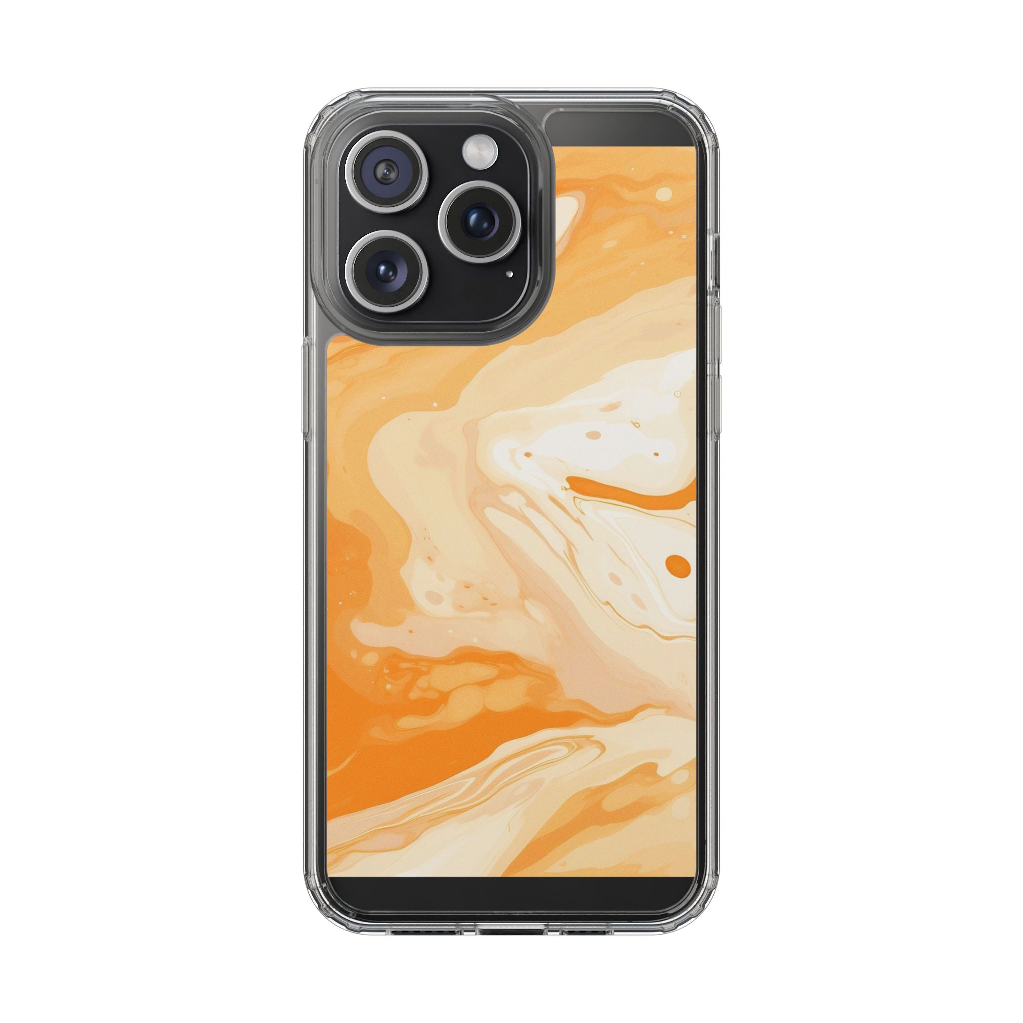 Orange and White Marble Clear Case, Artsulli - Art is Long, Life is Short, Phone Case, Size, iPhone 15 Pro Max, Surface, Without gift packaging, , , 24614599405642470541