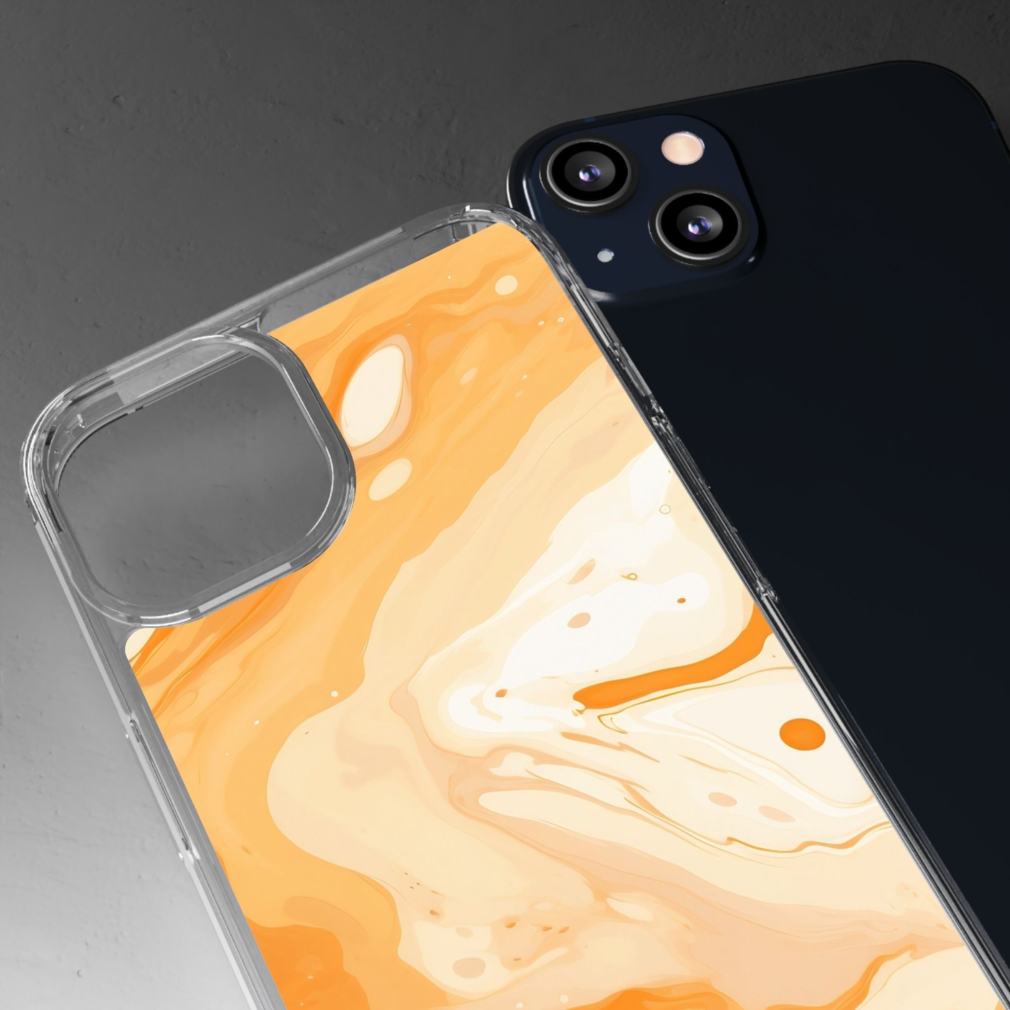 Orange and White Marble Clear Case, Artsulli - Art is Long, Life is Short, Phone Case, , , , , , ,