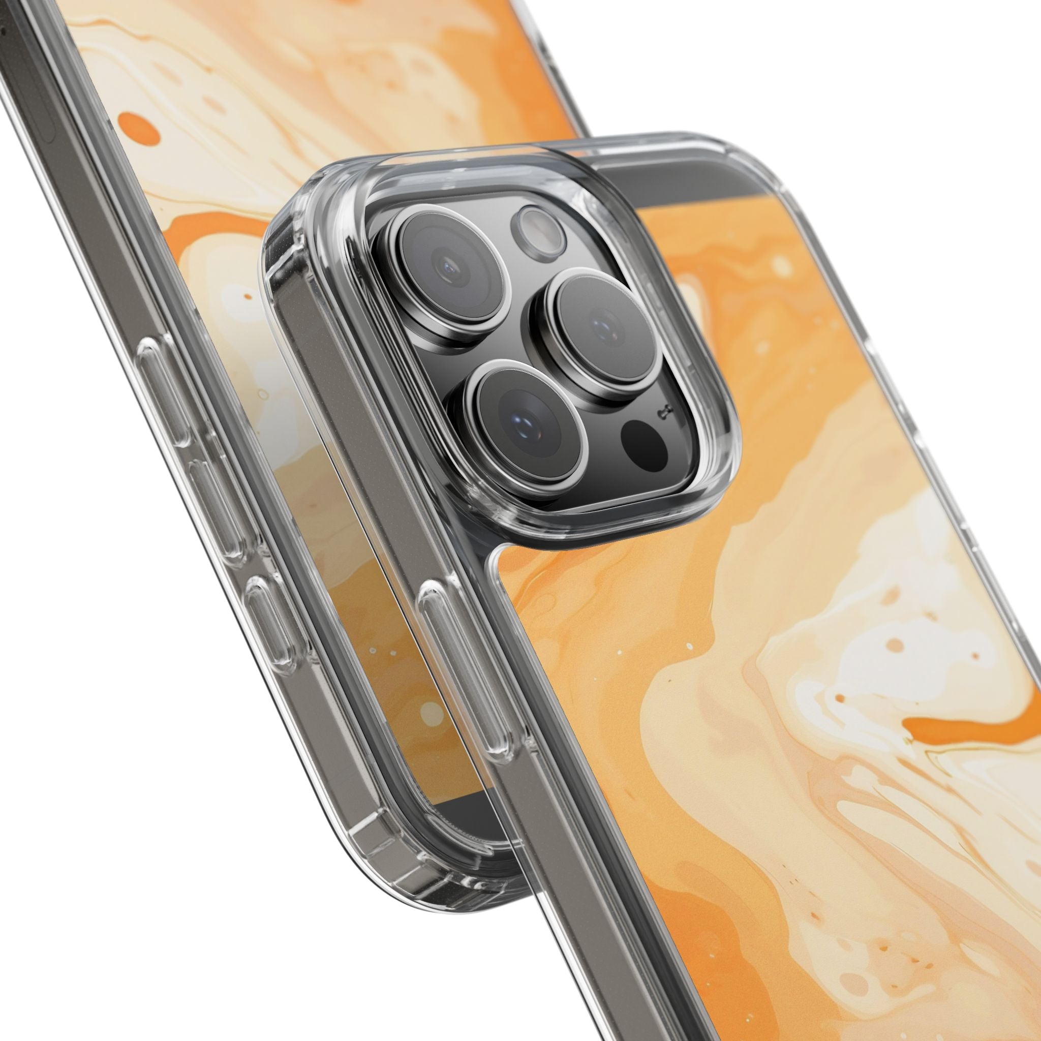 Orange and White Marble Clear Case, Artsulli - Art is Long, Life is Short, Phone Case, , , , , , ,