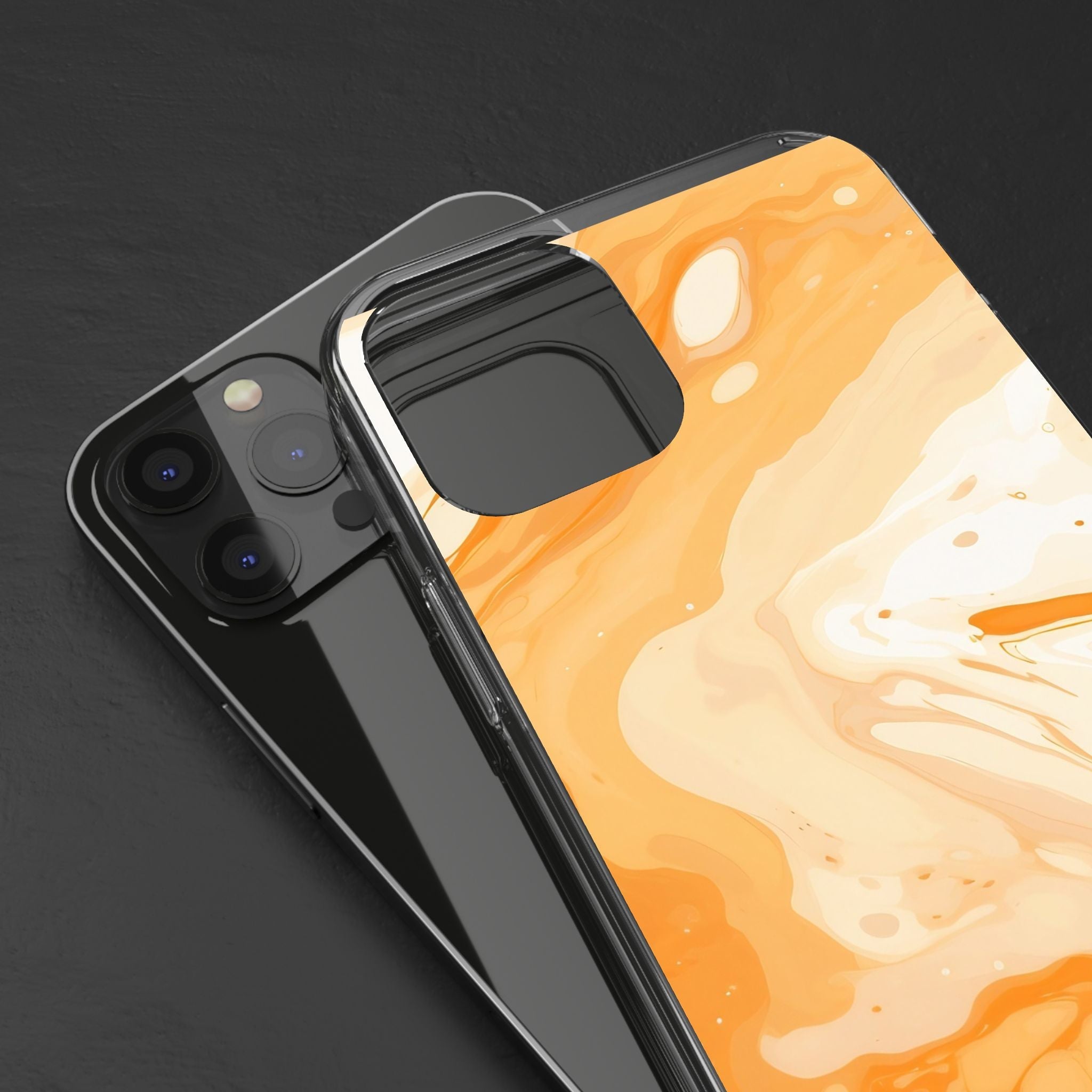 Orange and White Marble Clear Case, Artsulli - Art is Long, Life is Short, Phone Case, , , , , , ,