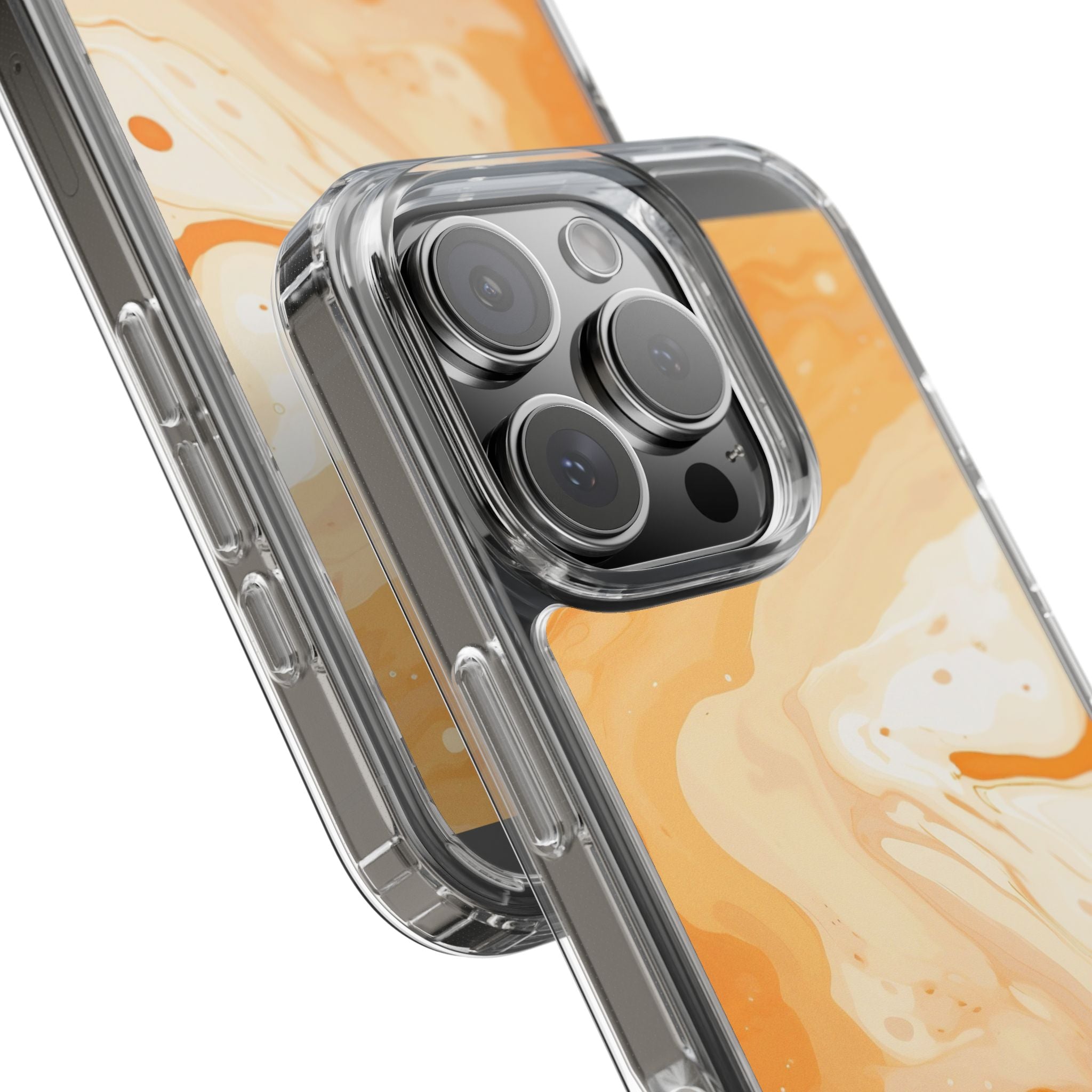 Orange and White Marble Clear Case, Artsulli - Art is Long, Life is Short, Phone Case, , , , , , ,