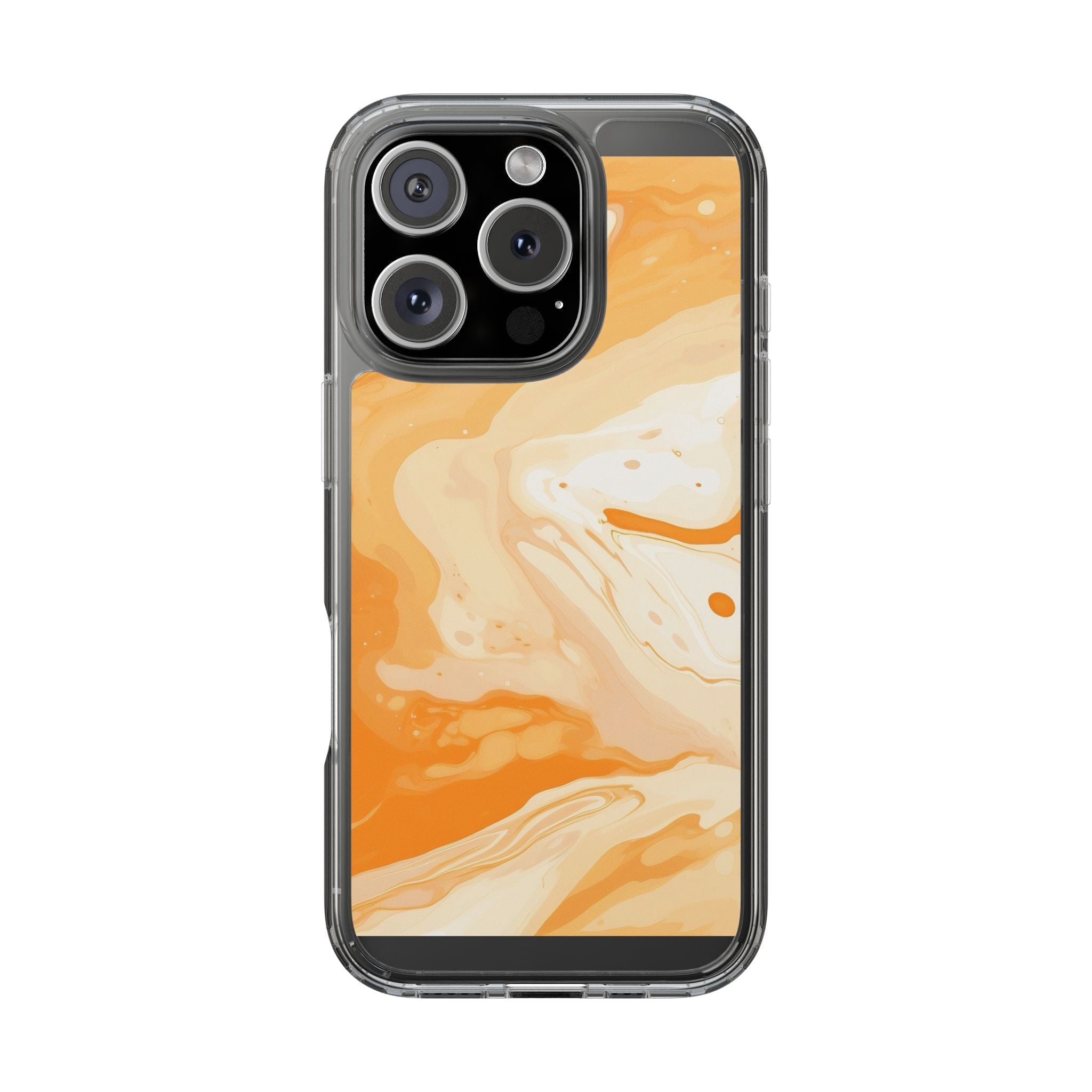Orange and White Marble Clear Case, Artsulli - Art is Long, Life is Short, Phone Case, Size, iPhone 16 Pro, Surface, Without gift packaging, , , 46836199282485776691