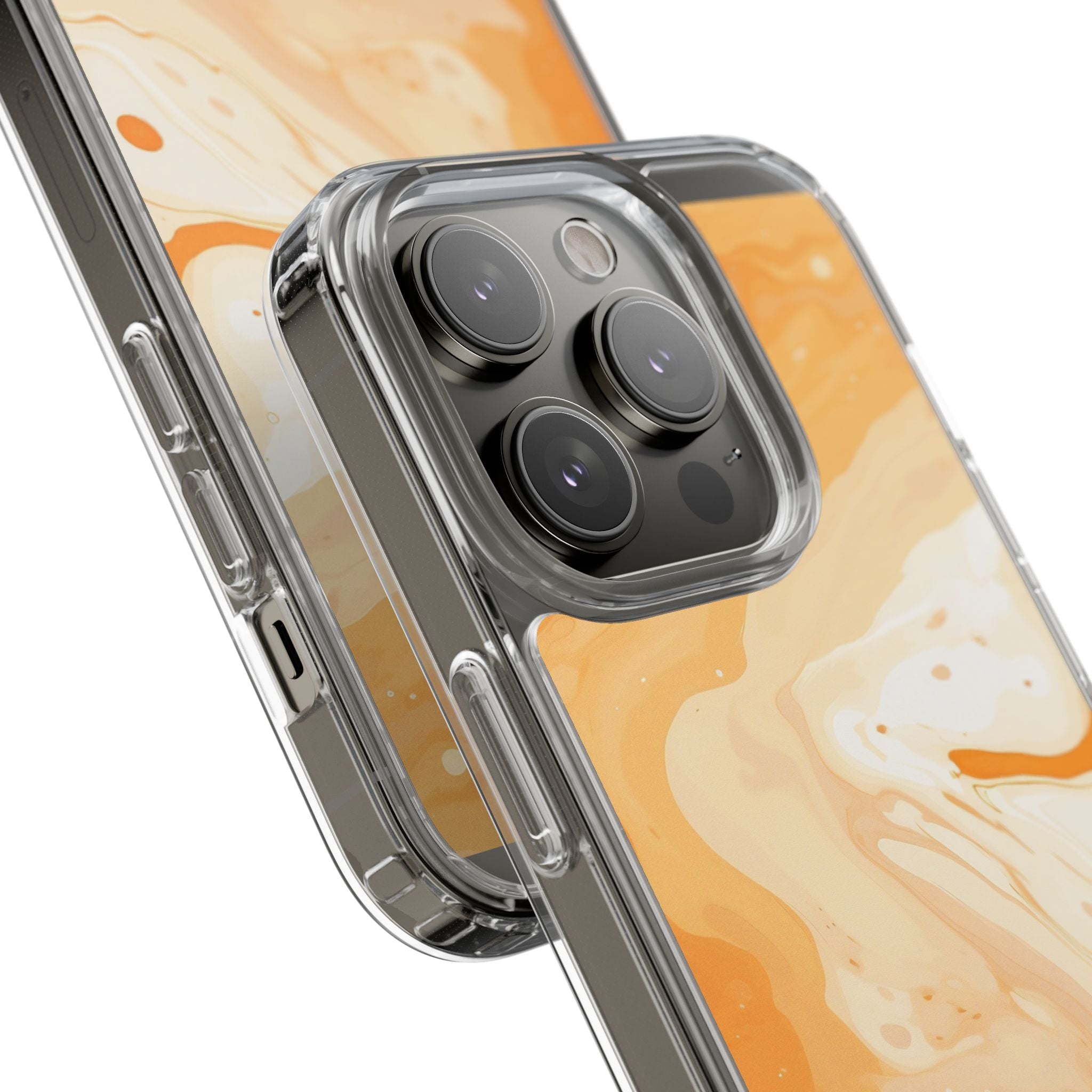 Orange and White Marble Clear Case, Artsulli - Art is Long, Life is Short, Phone Case, , , , , , ,