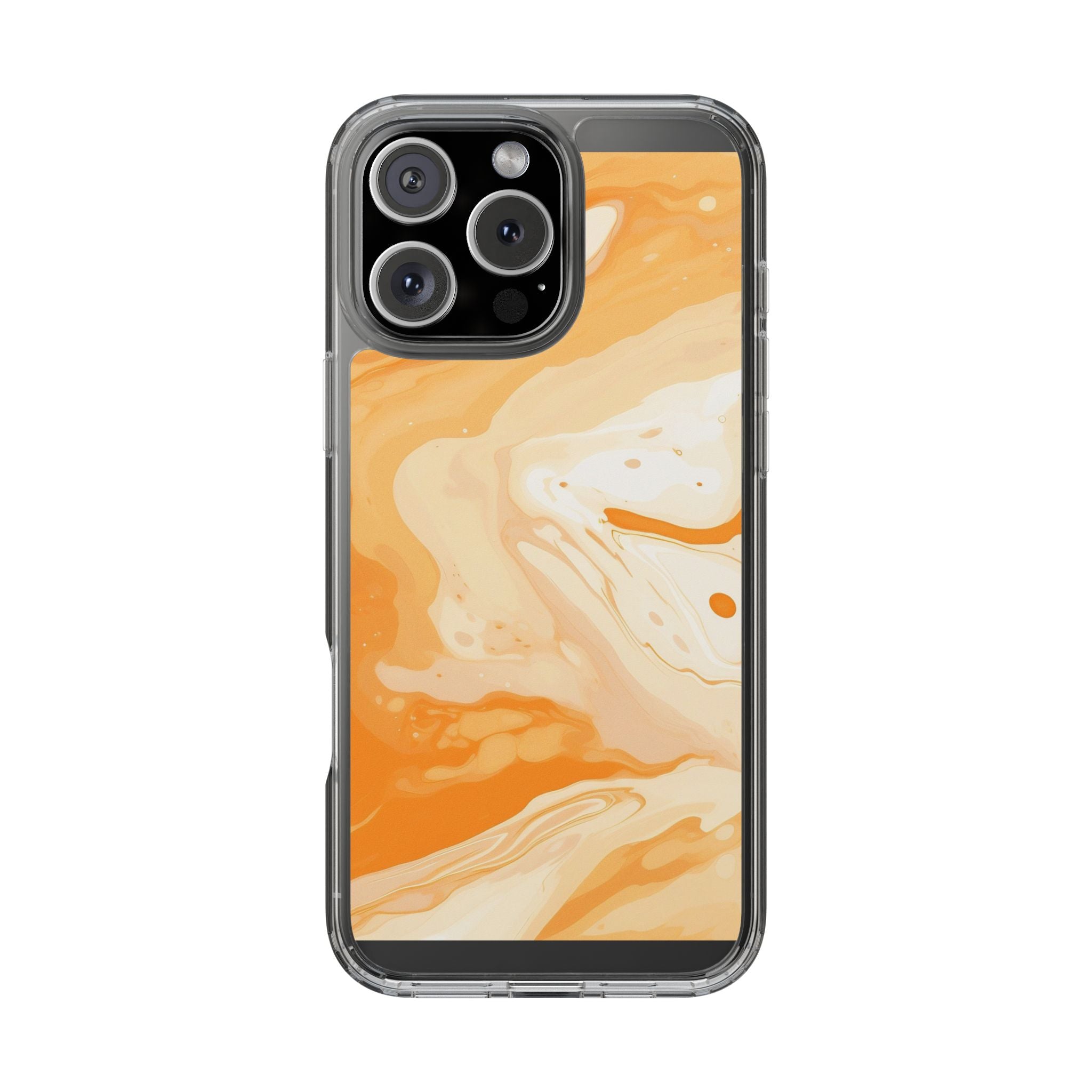 Orange and White Marble Clear Case, Artsulli - Art is Long, Life is Short, Phone Case, Size, iPhone 16 Pro Max, Surface, Without gift packaging, , , 26217307109052416550