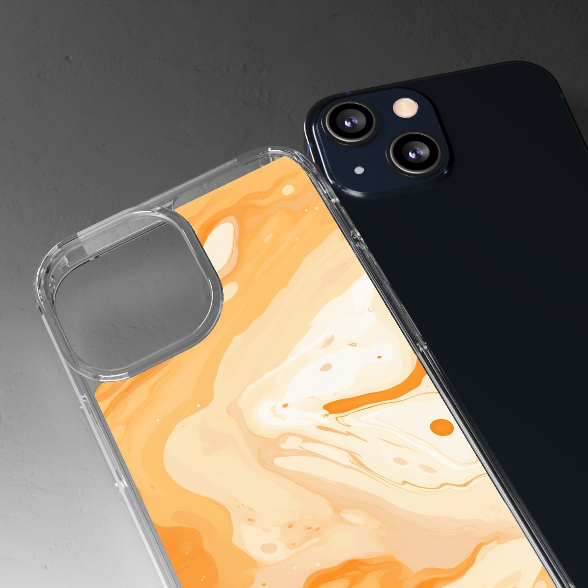 Orange and White Marble Clear Case, Artsulli - Art is Long, Life is Short, Phone Case, , , , , , ,