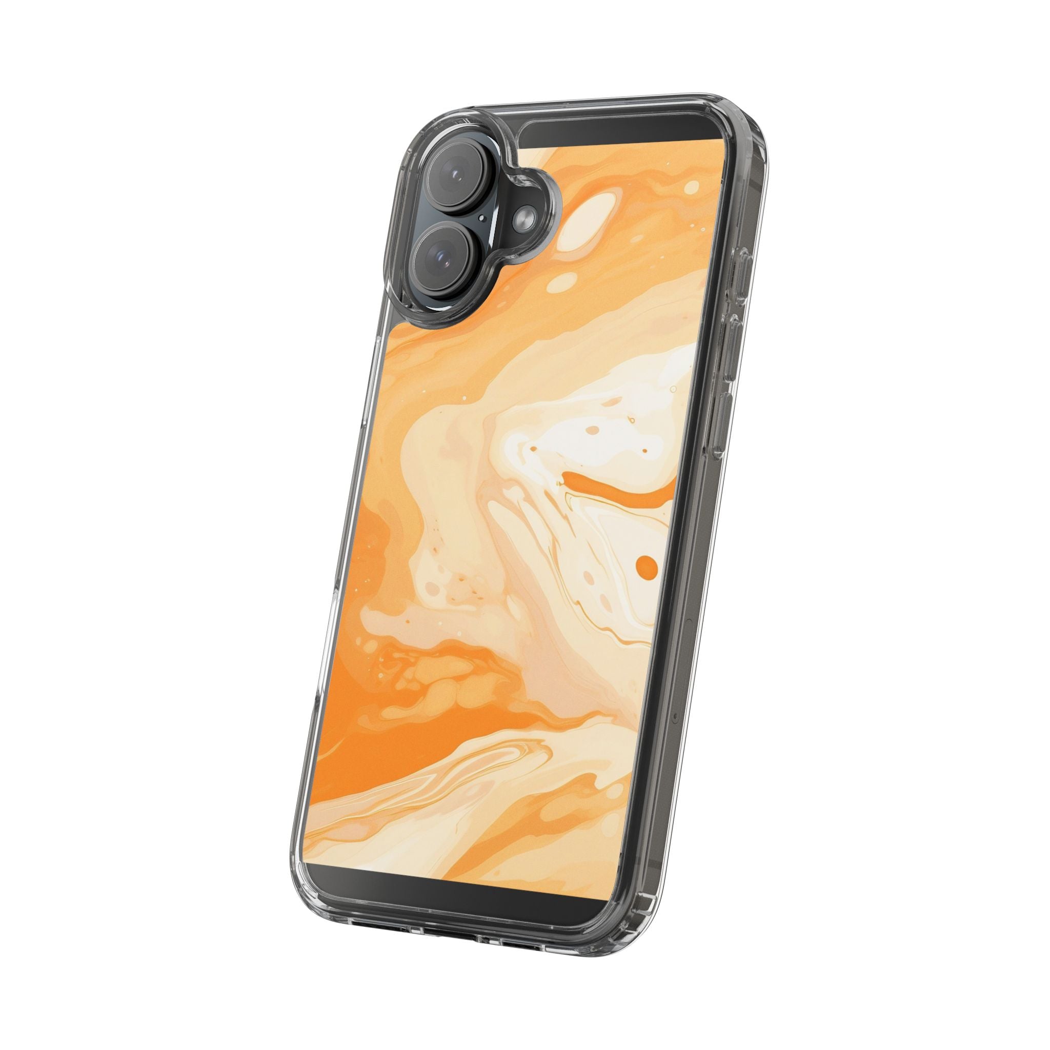 Orange and White Marble Clear Case, Artsulli - Art is Long, Life is Short, Phone Case, , , , , , ,