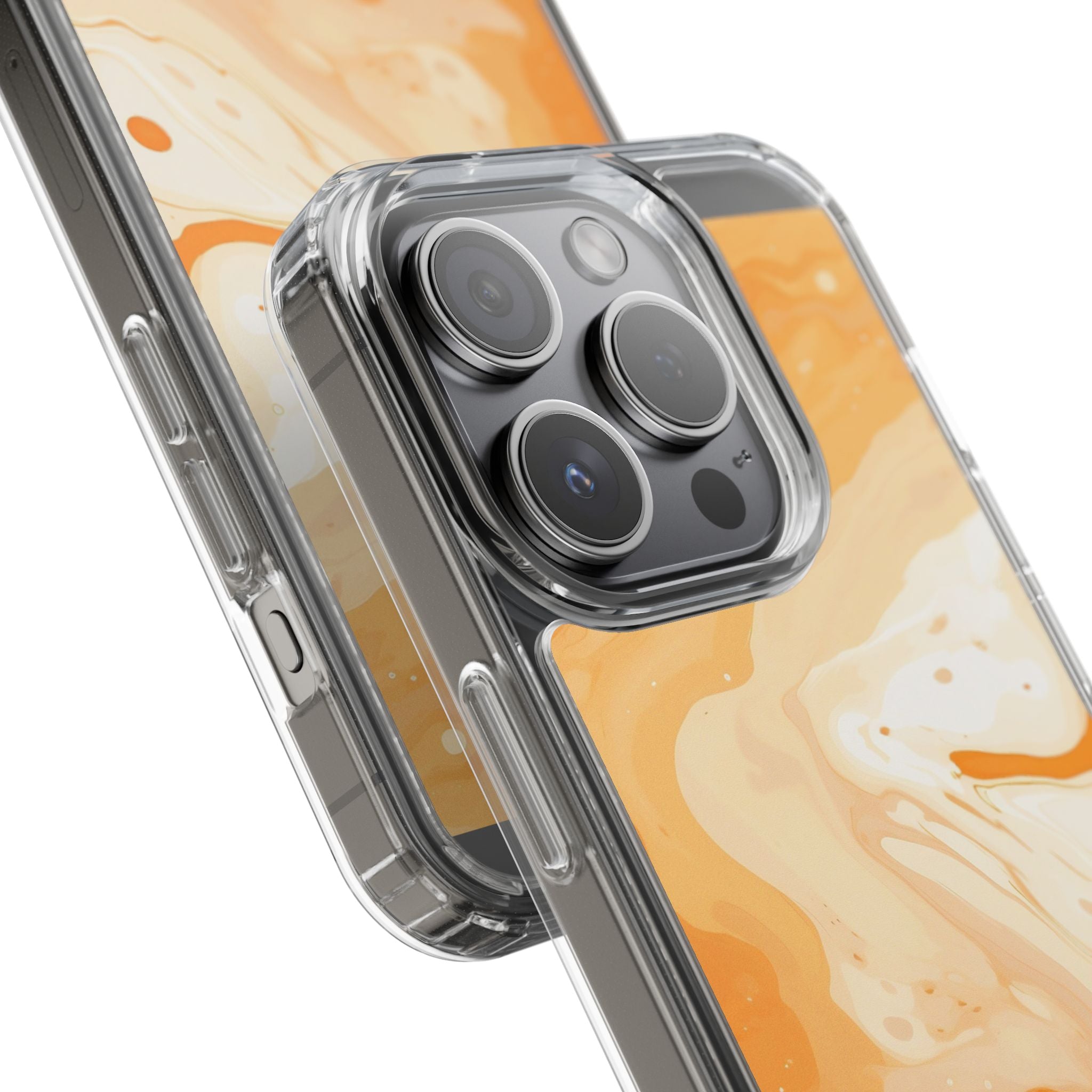 Orange and White Marble Clear Case, Artsulli - Art is Long, Life is Short, Phone Case, , , , , , ,