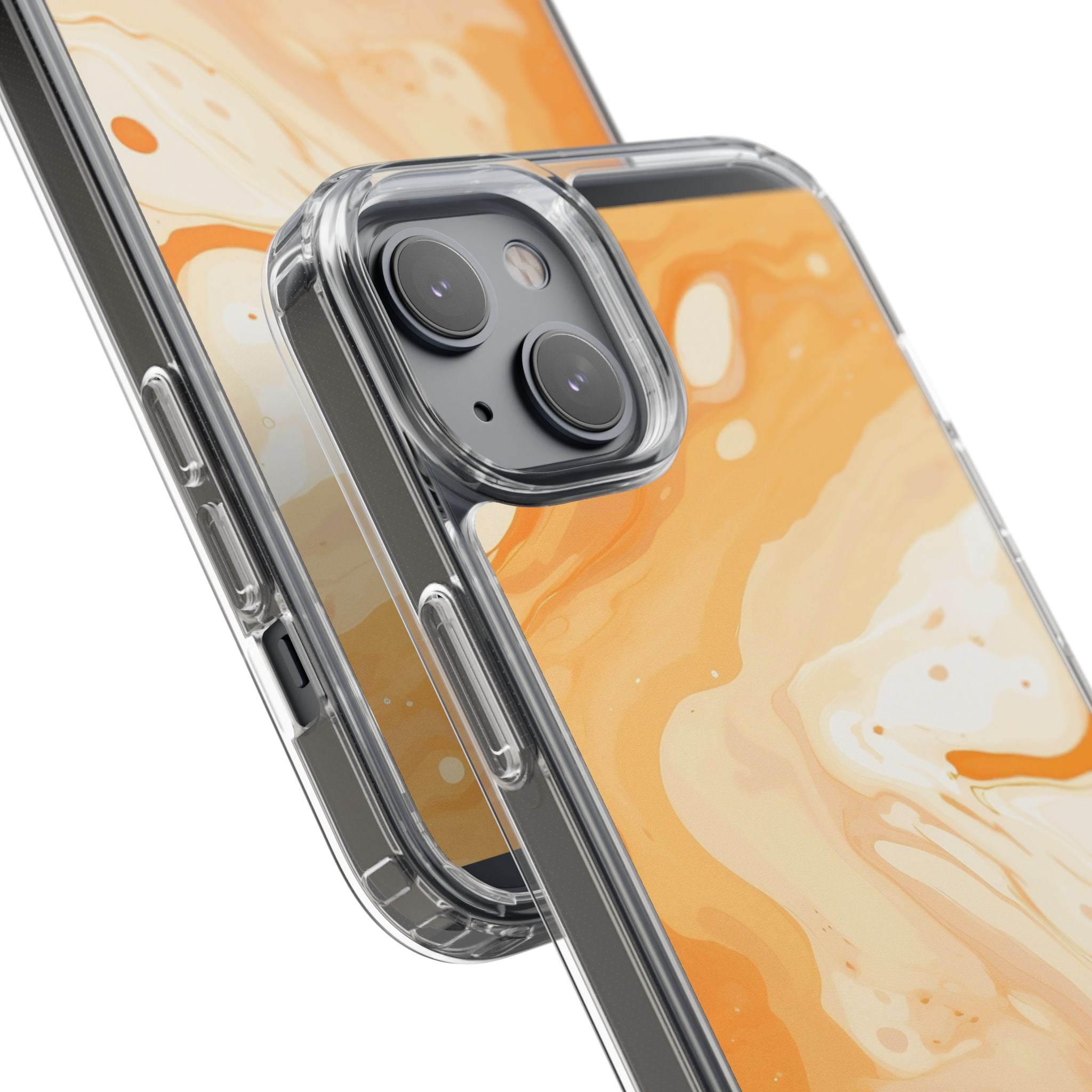 Orange and White Marble Clear Case, Artsulli - Art is Long, Life is Short, Phone Case, , , , , , ,