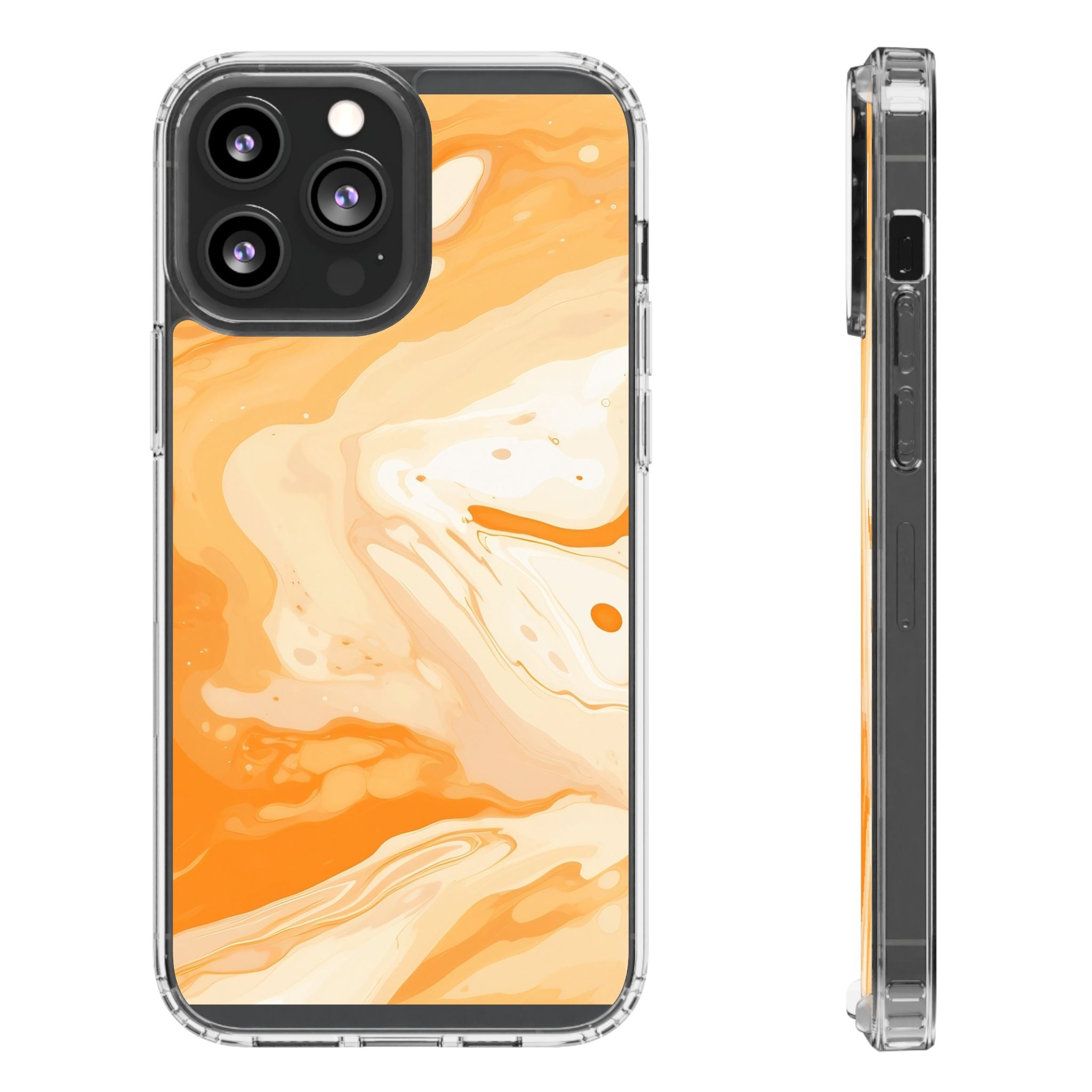 Orange and White Marble Clear Case, Artsulli - Art is Long, Life is Short, Phone Case, Size, iPhone 13 Pro Max, Surface, With gift packaging, , , 13991702815630948115