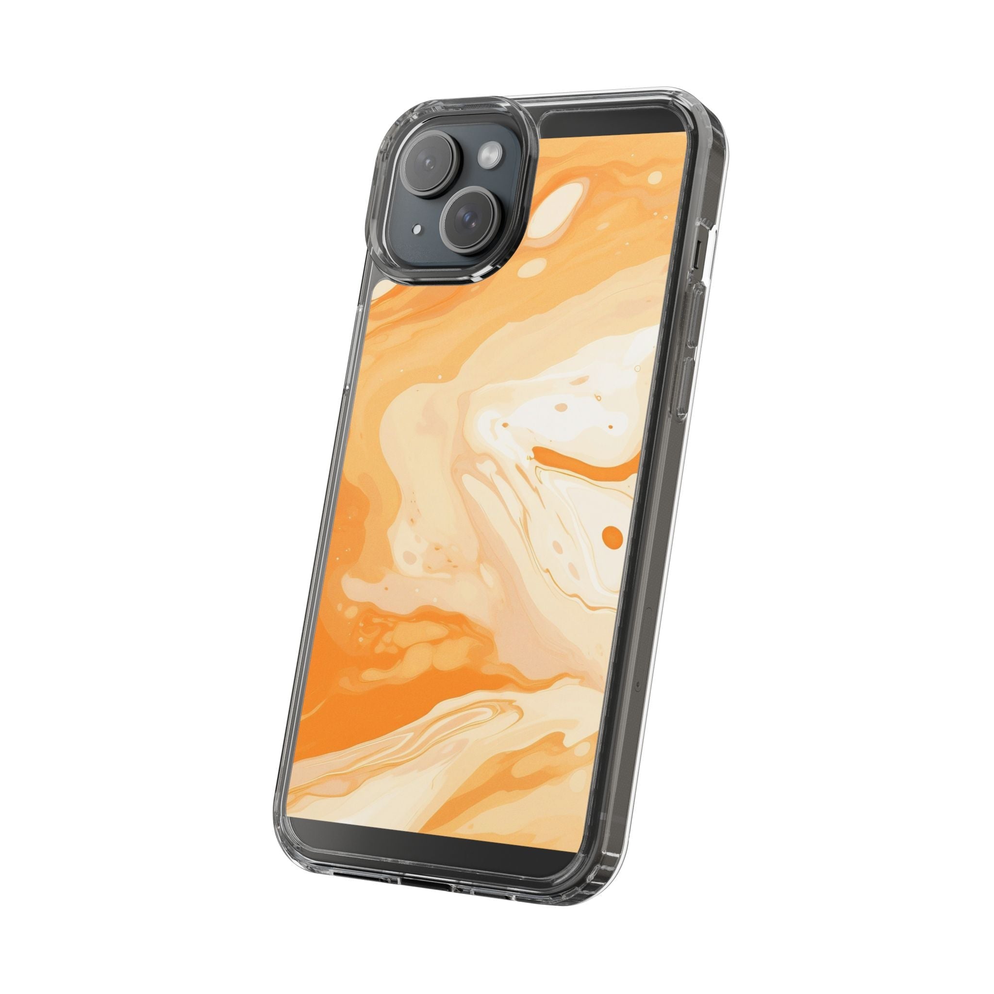 Orange and White Marble Clear Case, Artsulli - Art is Long, Life is Short, Phone Case, , , , , , ,