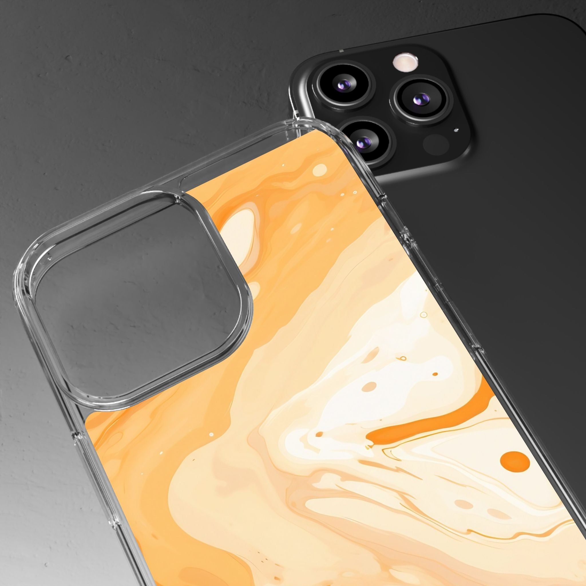 Orange and White Marble Clear Case, Artsulli - Art is Long, Life is Short, Phone Case, , , , , , ,