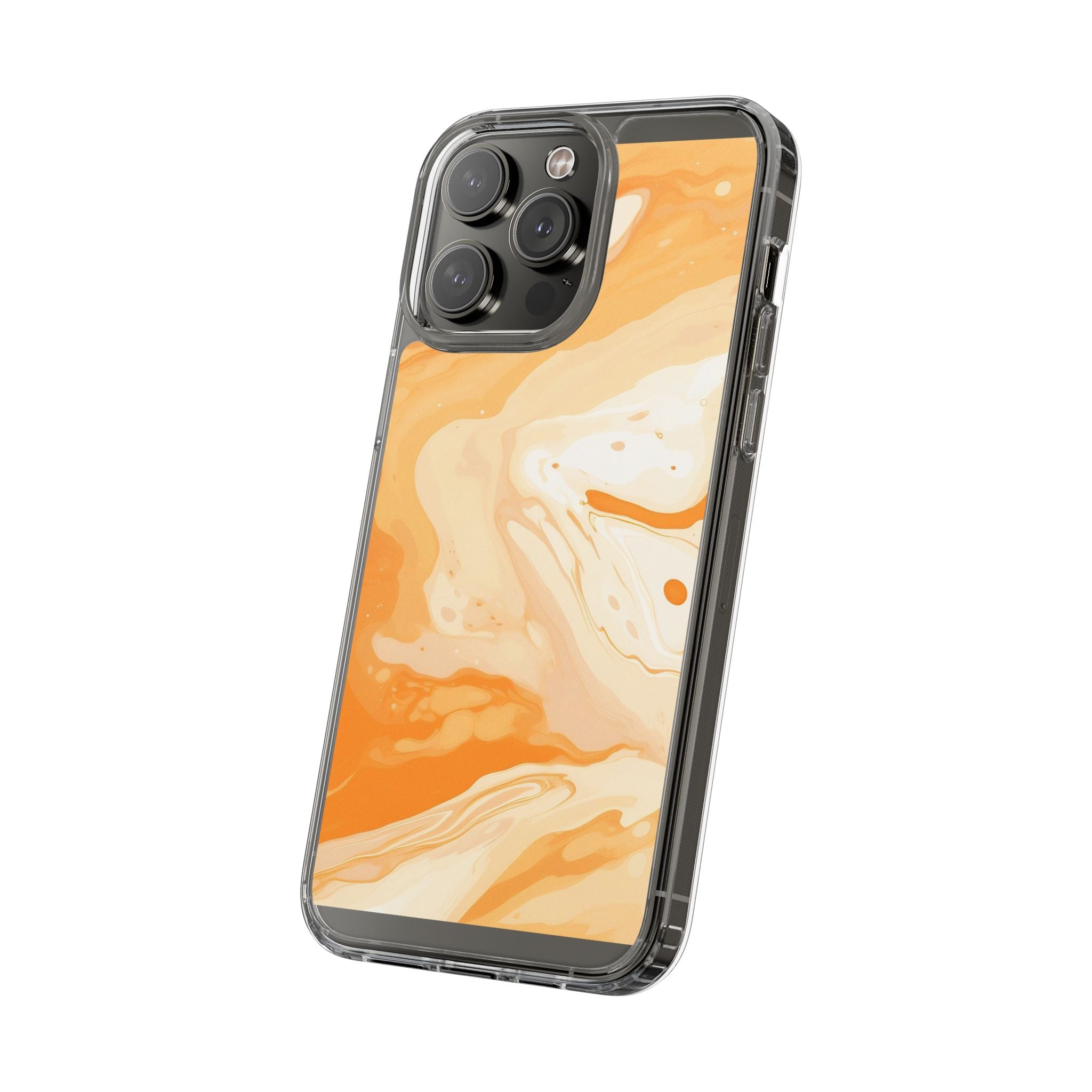 Orange and White Marble Clear Case, Artsulli - Art is Long, Life is Short, Phone Case, , , , , , ,
