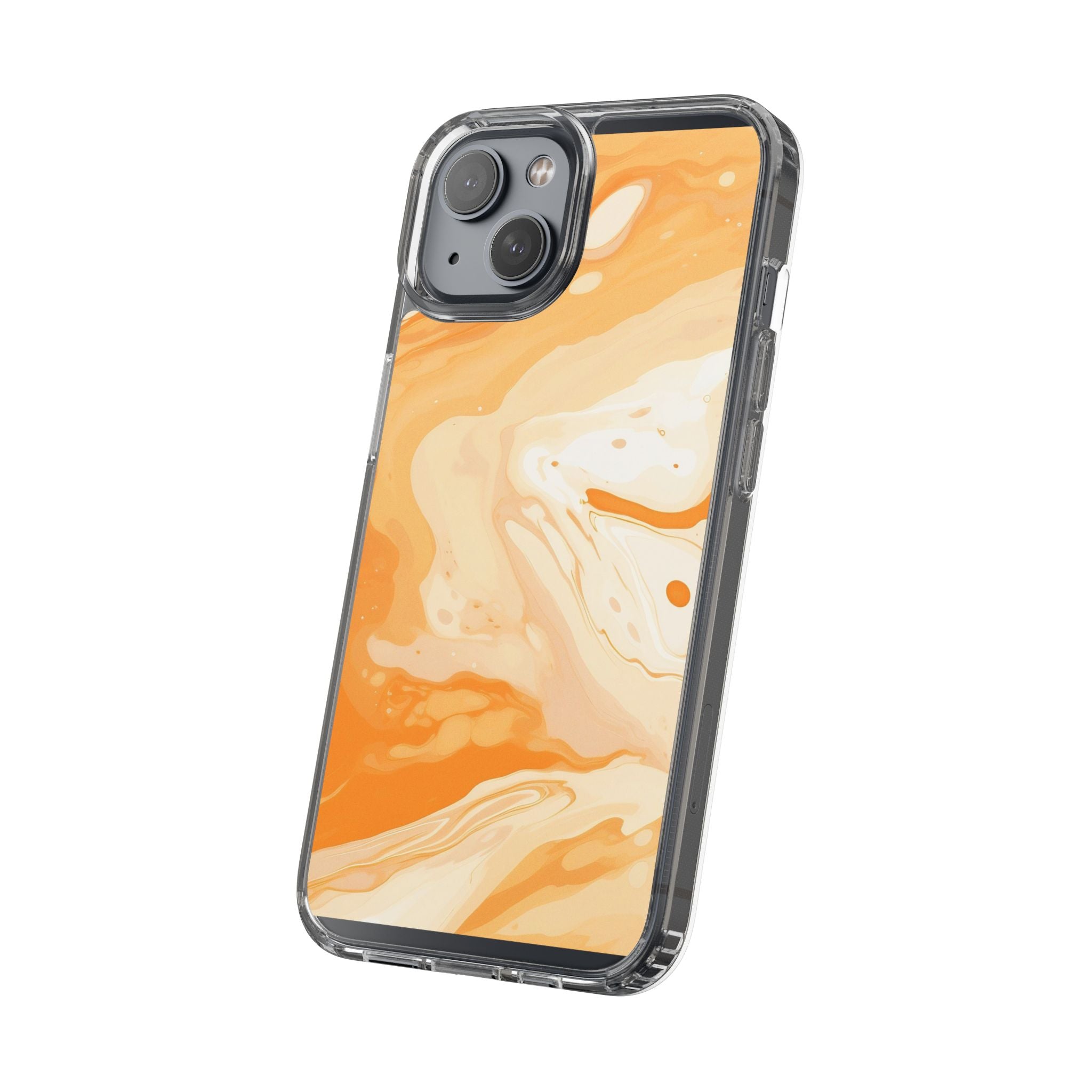 Orange and White Marble Clear Case, Artsulli - Art is Long, Life is Short, Phone Case, , , , , , ,