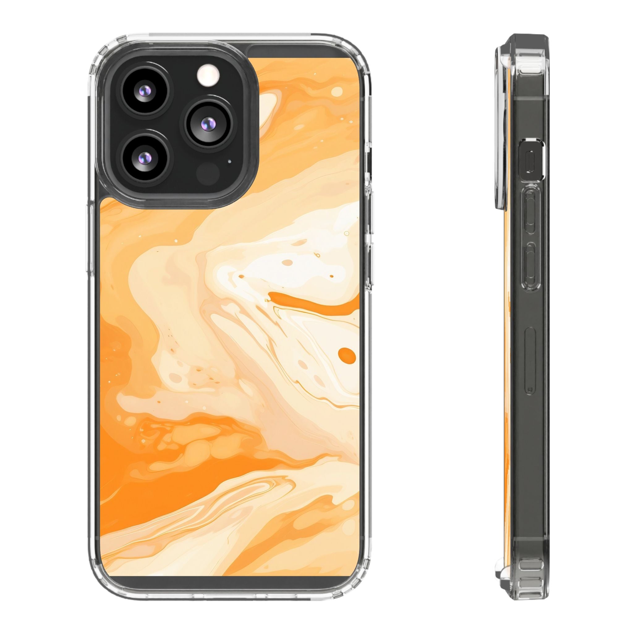 Orange and White Marble Clear Case, Artsulli - Art is Long, Life is Short, Phone Case, Size, iPhone 13 Pro, Surface, With gift packaging, , , 12607162594630081605
