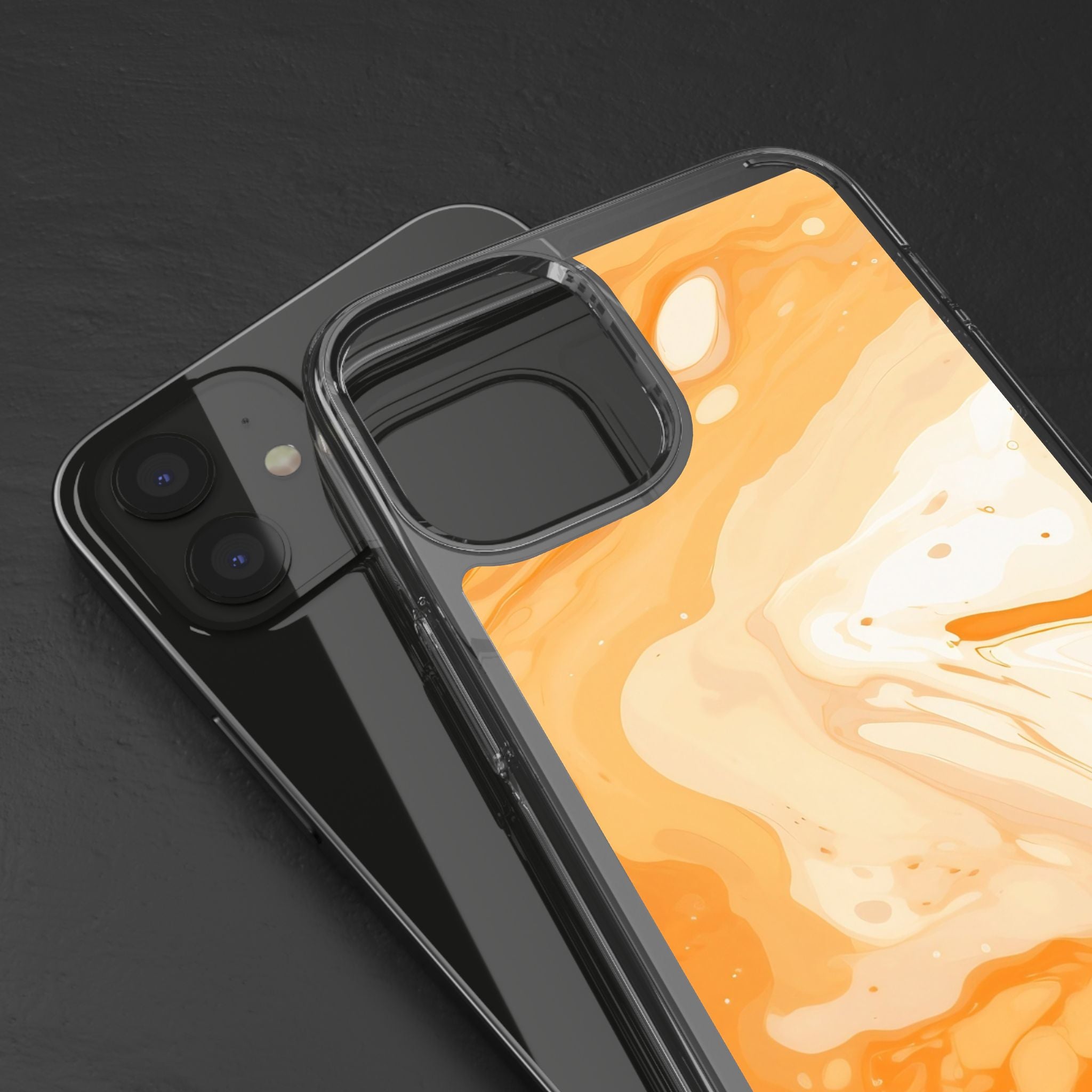 Orange and White Marble Clear Case, Artsulli - Art is Long, Life is Short, Phone Case, , , , , , ,