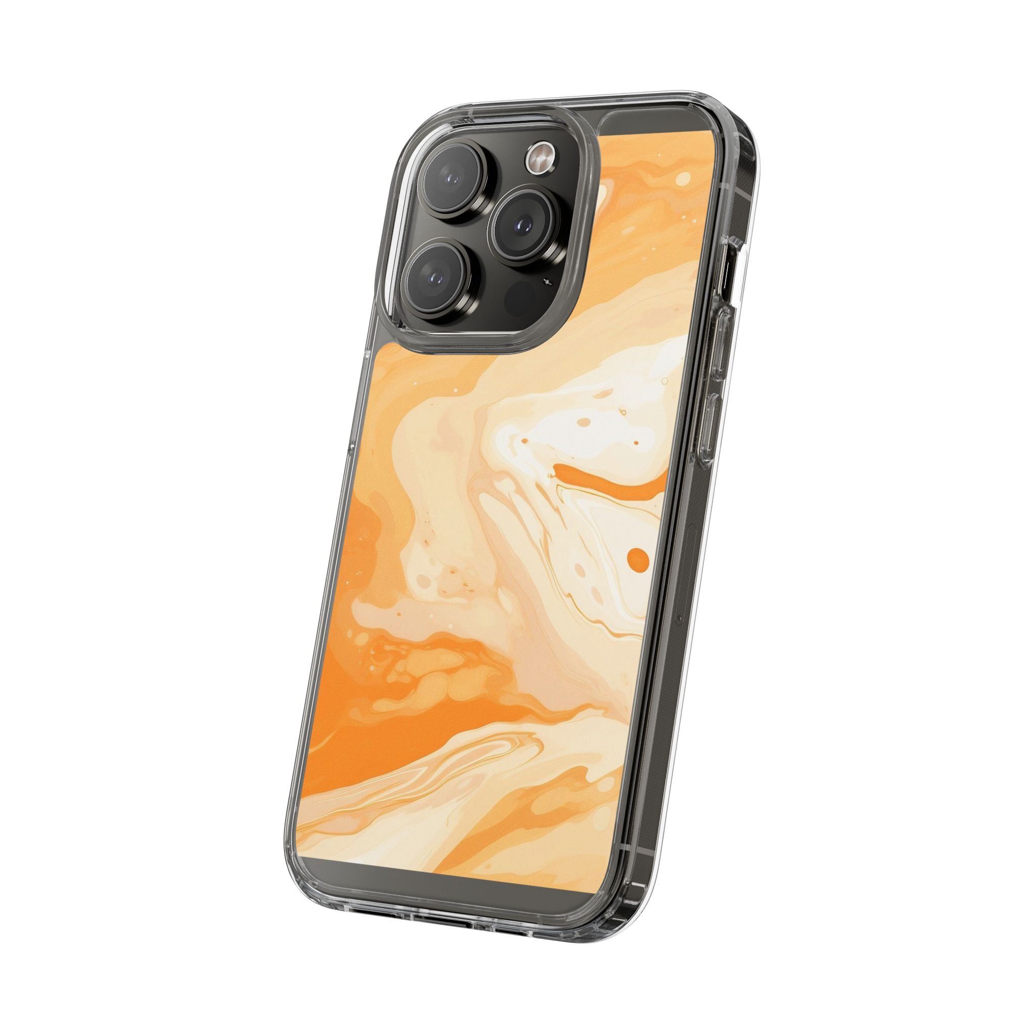 Orange and White Marble Clear Case, Artsulli - Art is Long, Life is Short, Phone Case, , , , , , ,