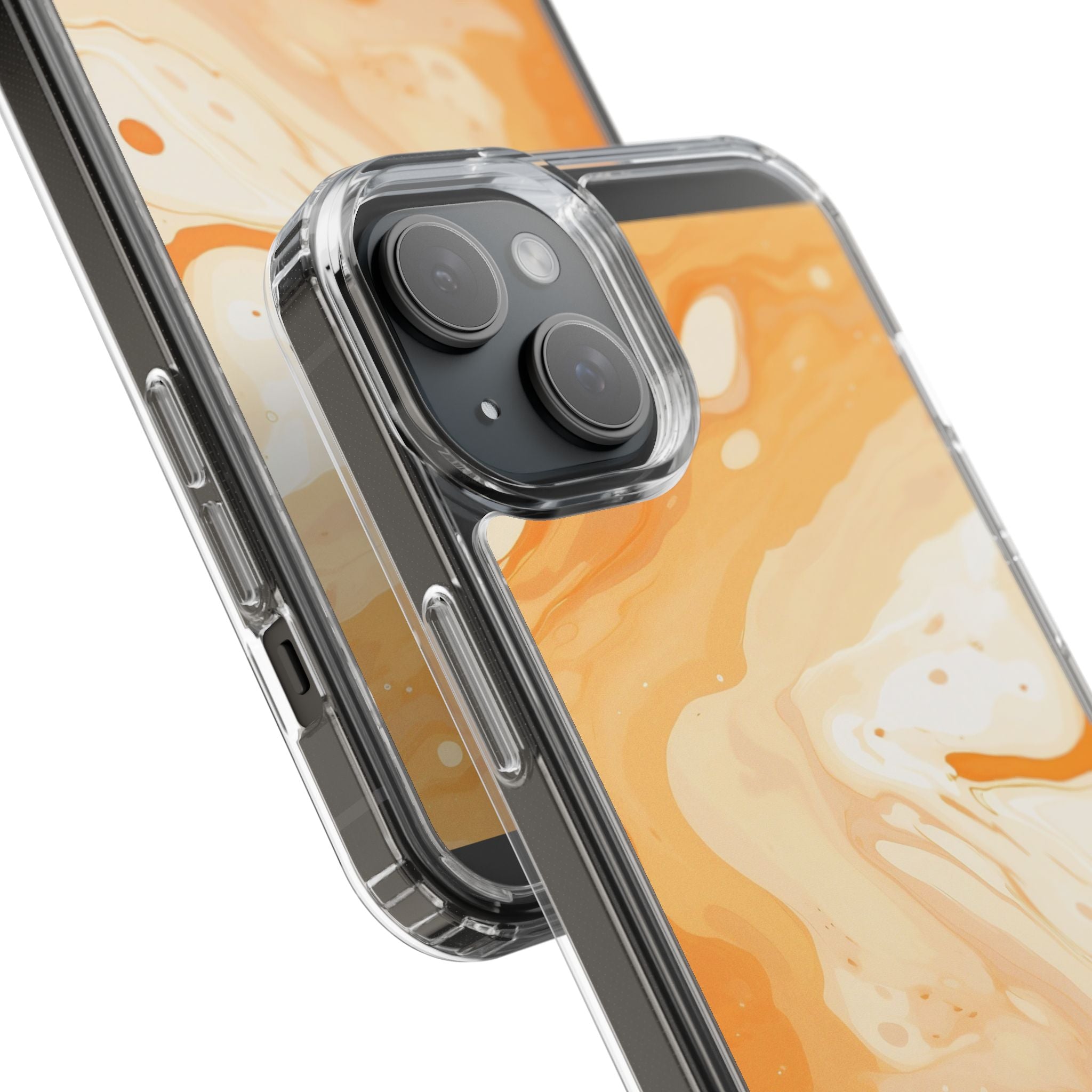 Orange and White Marble Clear Case, Artsulli - Art is Long, Life is Short, Phone Case, , , , , , ,