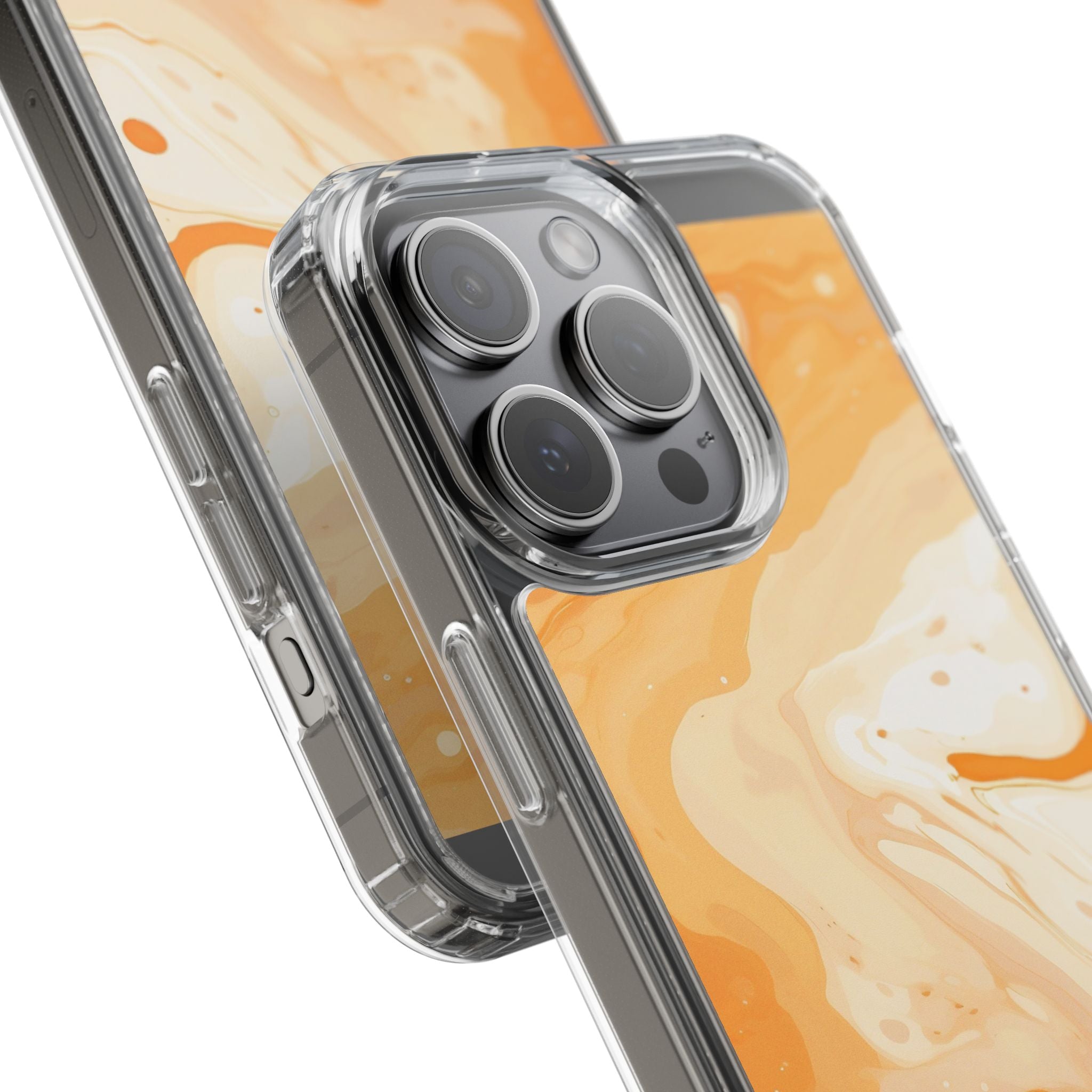 Orange and White Marble Clear Case, Artsulli - Art is Long, Life is Short, Phone Case, , , , , , ,