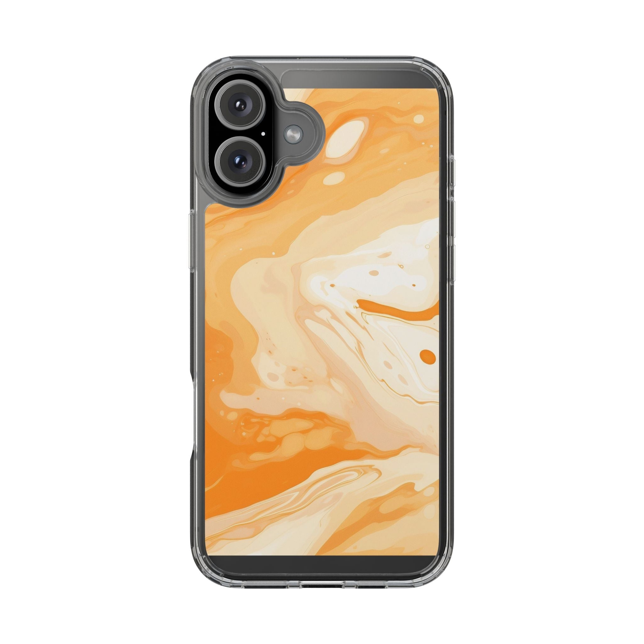 Orange and White Marble Clear Case, Artsulli - Art is Long, Life is Short, Phone Case, Size, iPhone 16 Plus, Surface, Without gift packaging, , , 16169797342243054413