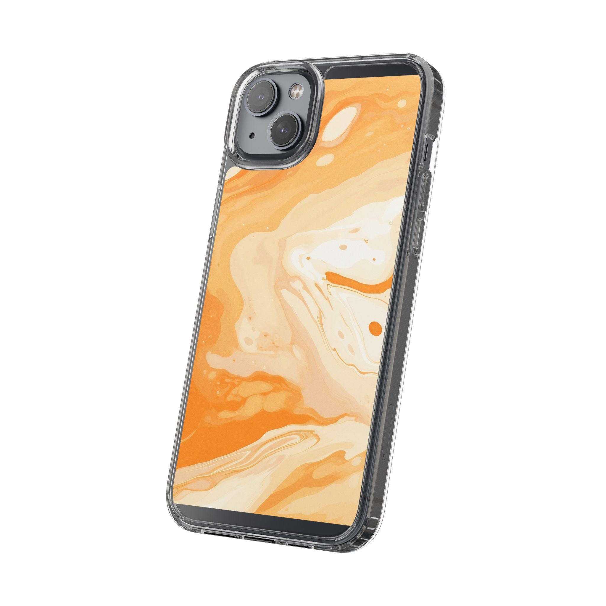 Orange and White Marble Clear Case, Artsulli - Art is Long, Life is Short, Phone Case, , , , , , ,