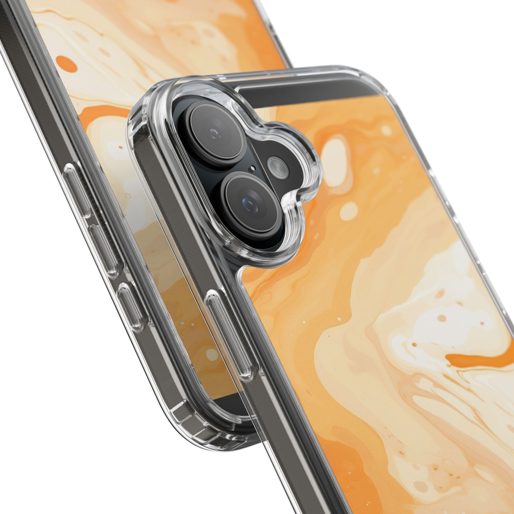 Orange and White Marble Clear Case, Artsulli - Art is Long, Life is Short, Phone Case, , , , , , ,