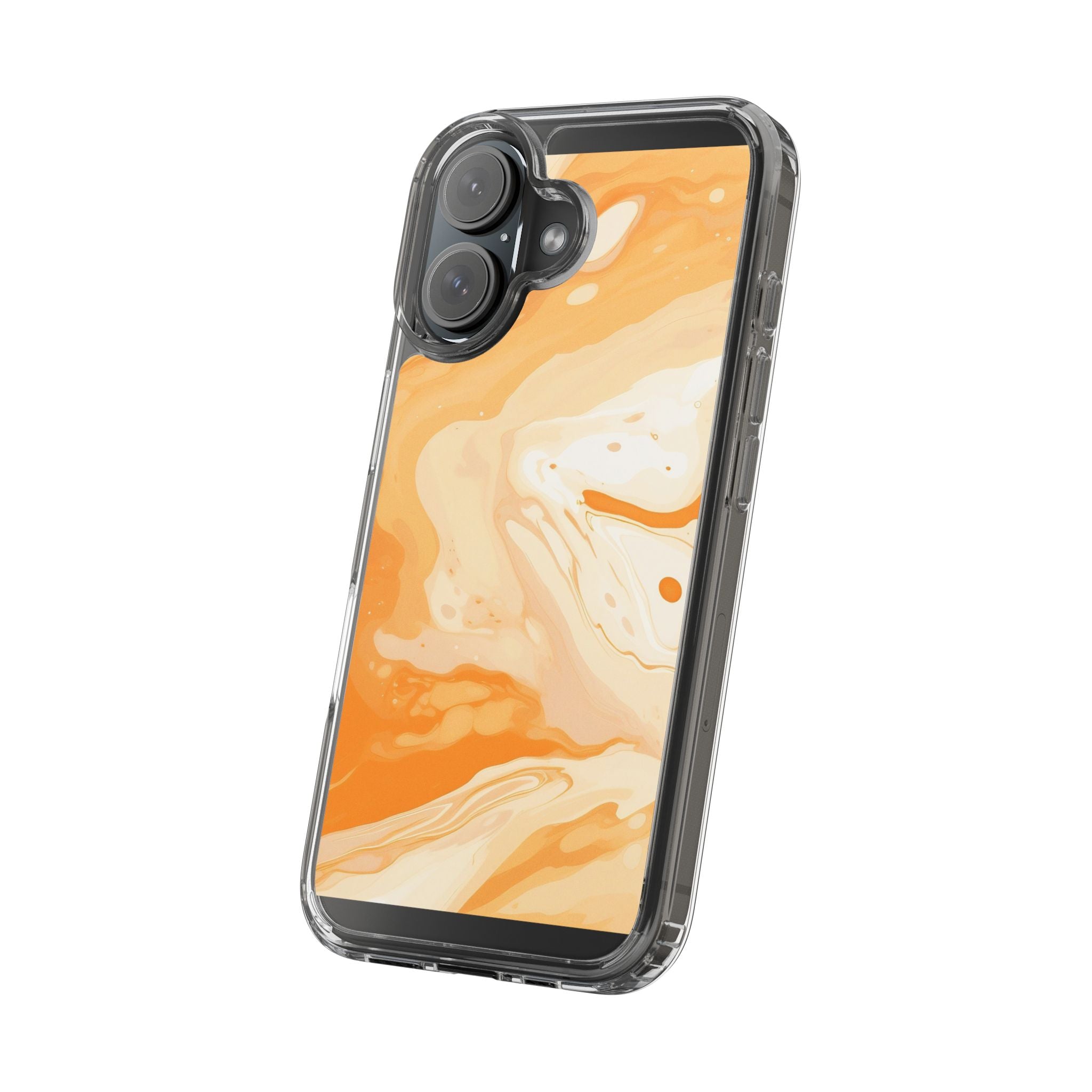 Orange and White Marble Clear Case, Artsulli - Art is Long, Life is Short, Phone Case, , , , , , ,