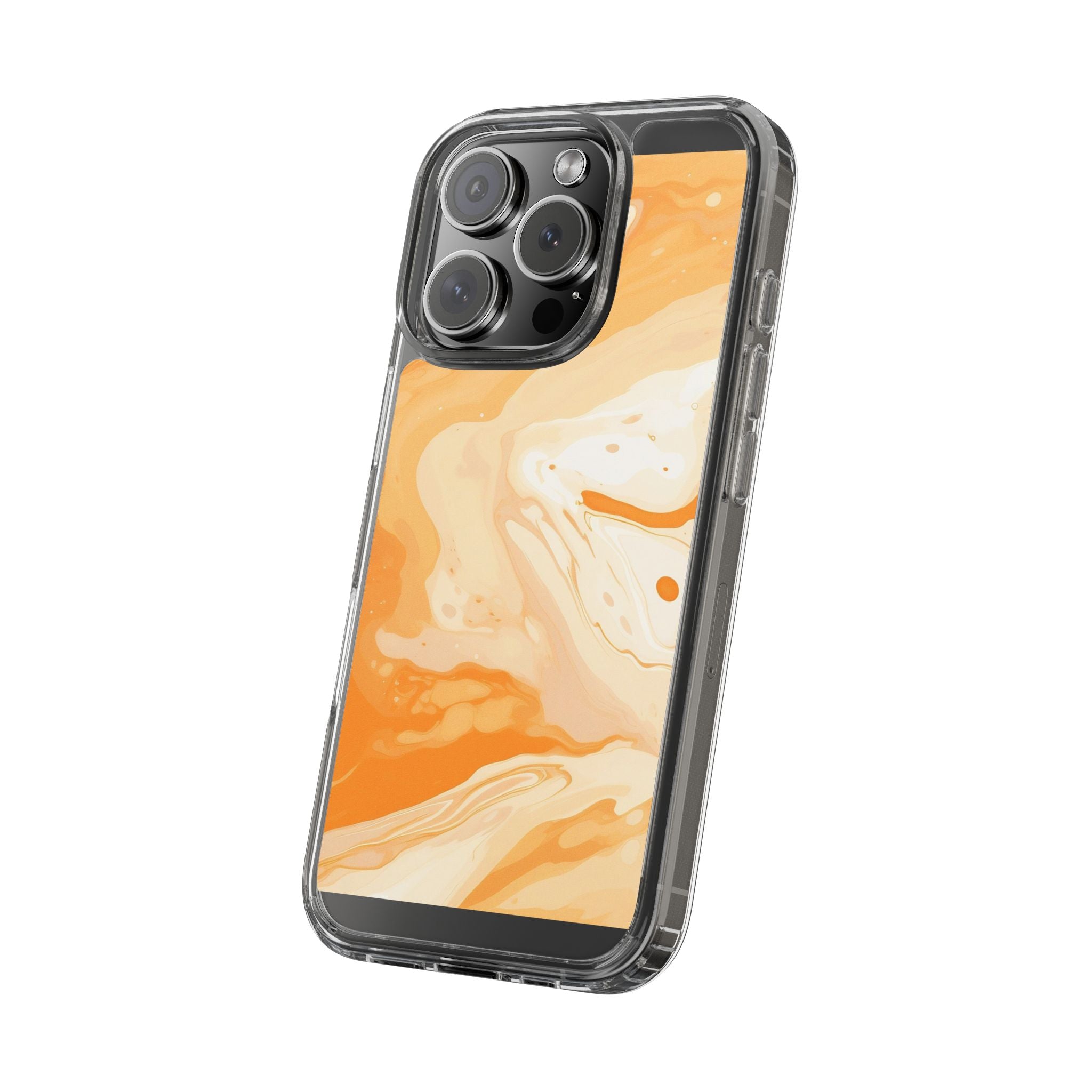 Orange and White Marble Clear Case, Artsulli - Art is Long, Life is Short, Phone Case, , , , , , ,