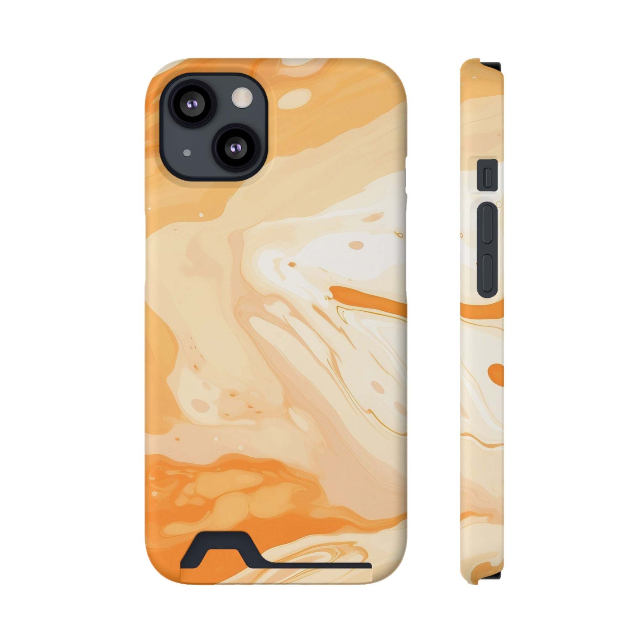 Orange Marble Cardholder Case, Artsulli - Art is Long, Life is Short, Phone Case, Size, iPhone 13, Surface, Matte, Shape, With gift packaging, 39512235258279884572