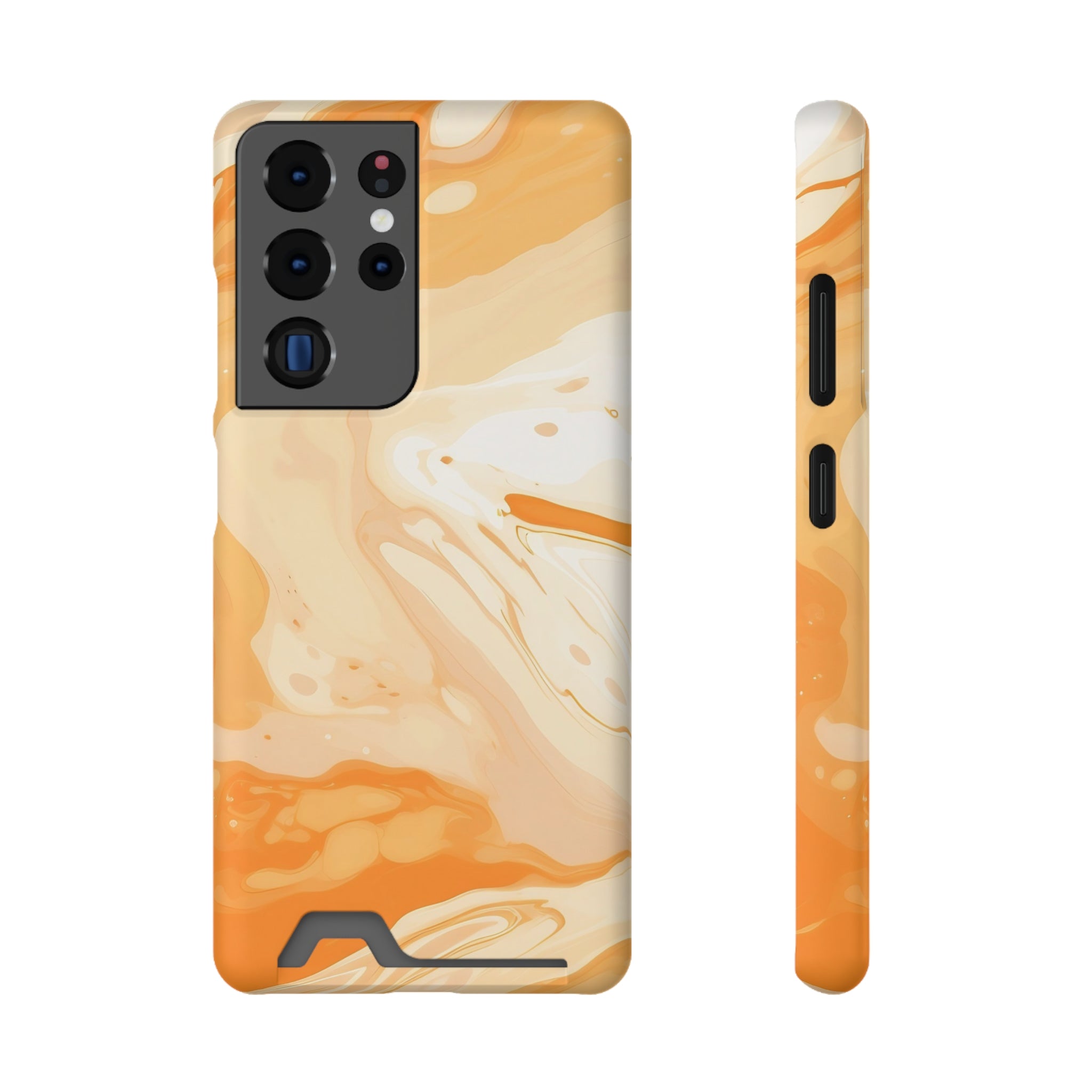 Orange Marble Cardholder Case, Artsulli - Art is Long, Life is Short, Phone Case, Size, Samsung Galaxy S21 Ultra, Surface, Matte, Shape, With gift packaging, 23128290909943429705