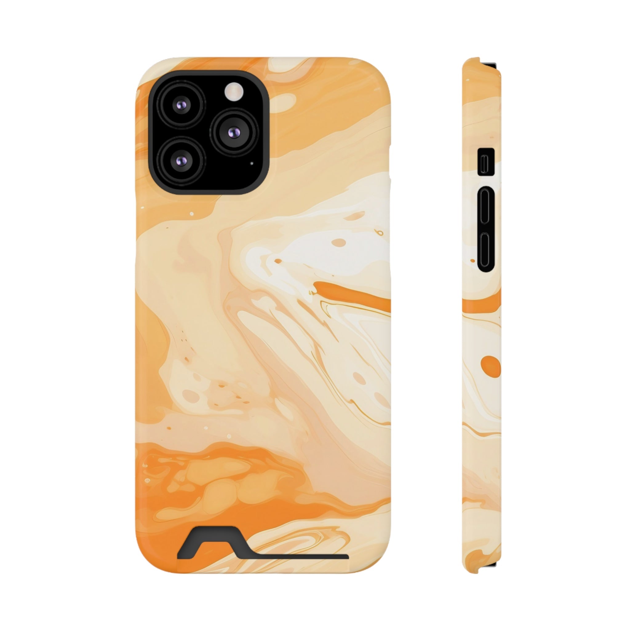 Orange Marble Cardholder Case, Artsulli - Art is Long, Life is Short, Phone Case, Size, iPhone 13 Pro Max, Surface, Glossy, Shape, With gift packaging, 24627742953557043735