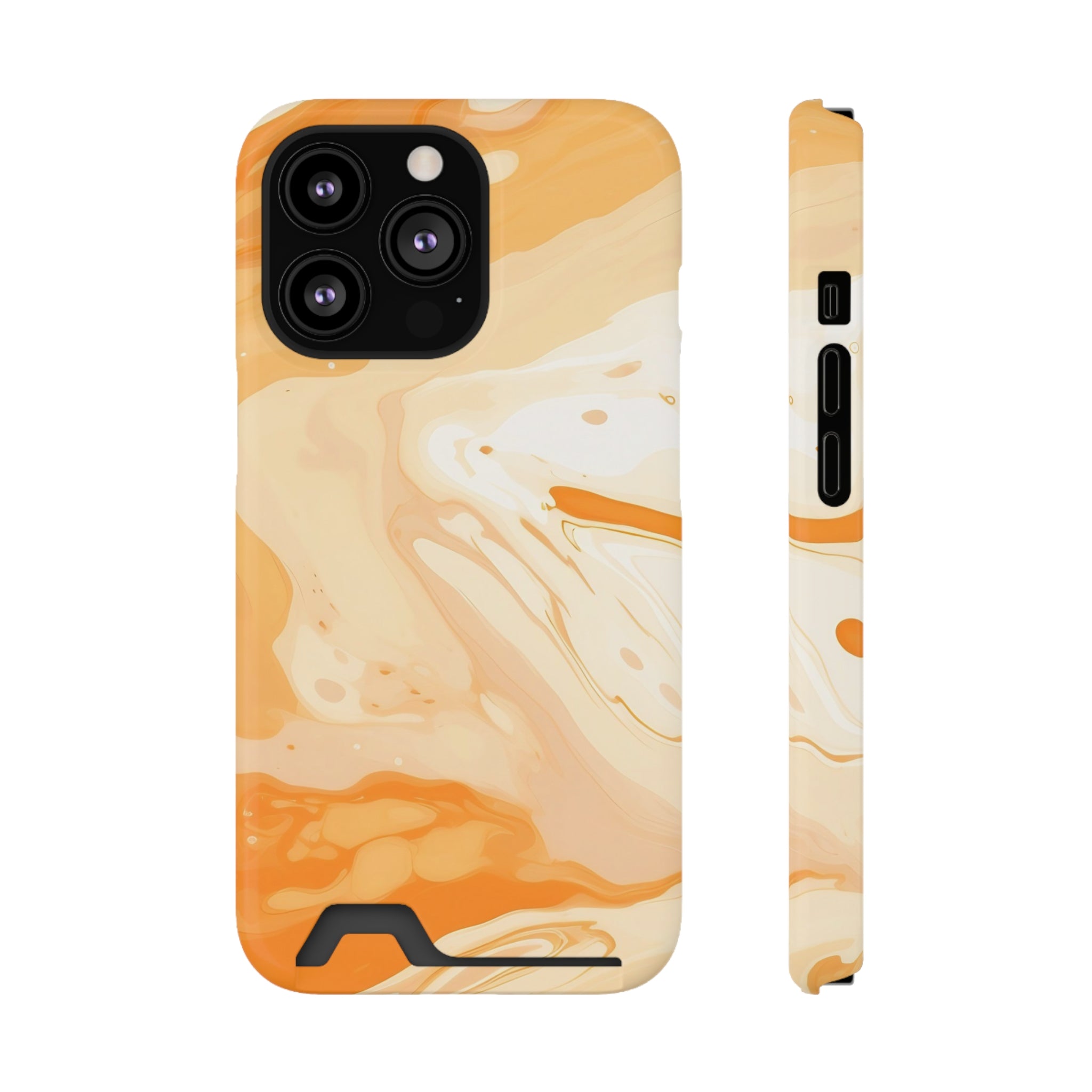 Orange Marble Cardholder Case, Artsulli - Art is Long, Life is Short, Phone Case, Size, iPhone 13 Pro, Surface, Glossy, Shape, Without gift packaging, 16028591205113347446