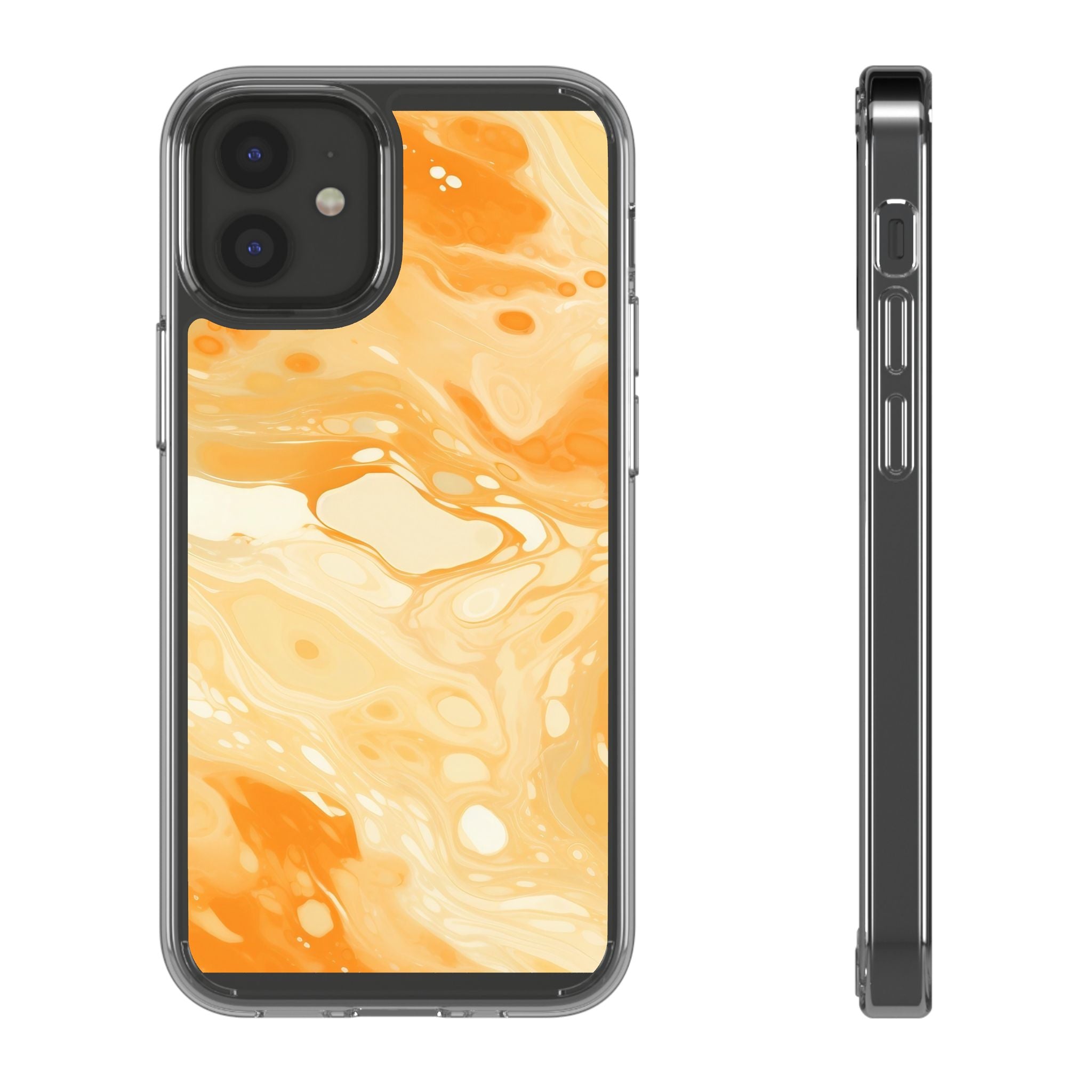 Orange Marble Clear Case, Artsulli - Art is Long, Life is Short, Phone Case, Size, iPhone 12 Mini, Surface, With gift packaging, , , 40344561272584087044