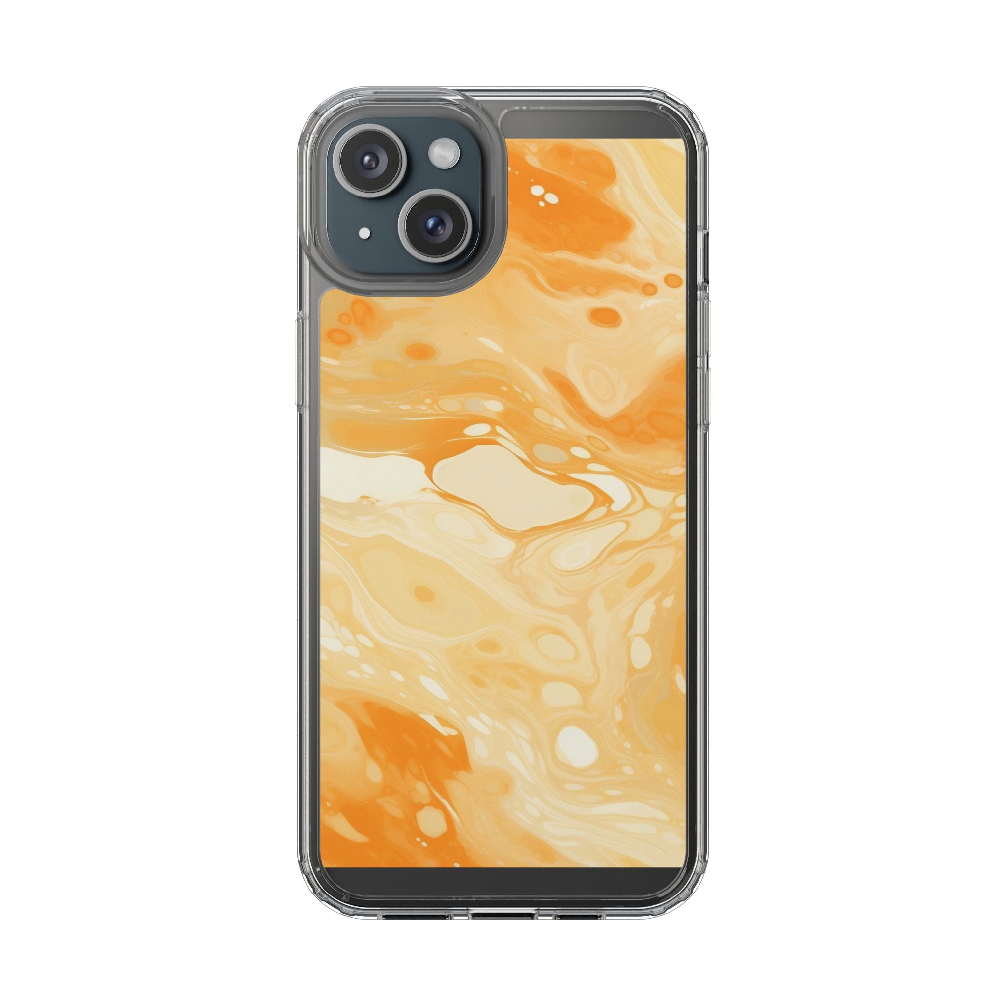Orange Marble Clear Case, Artsulli - Art is Long, Life is Short, Phone Case, Size, iPhone 15 Plus, Surface, Without gift packaging, , , 47961317860090678760