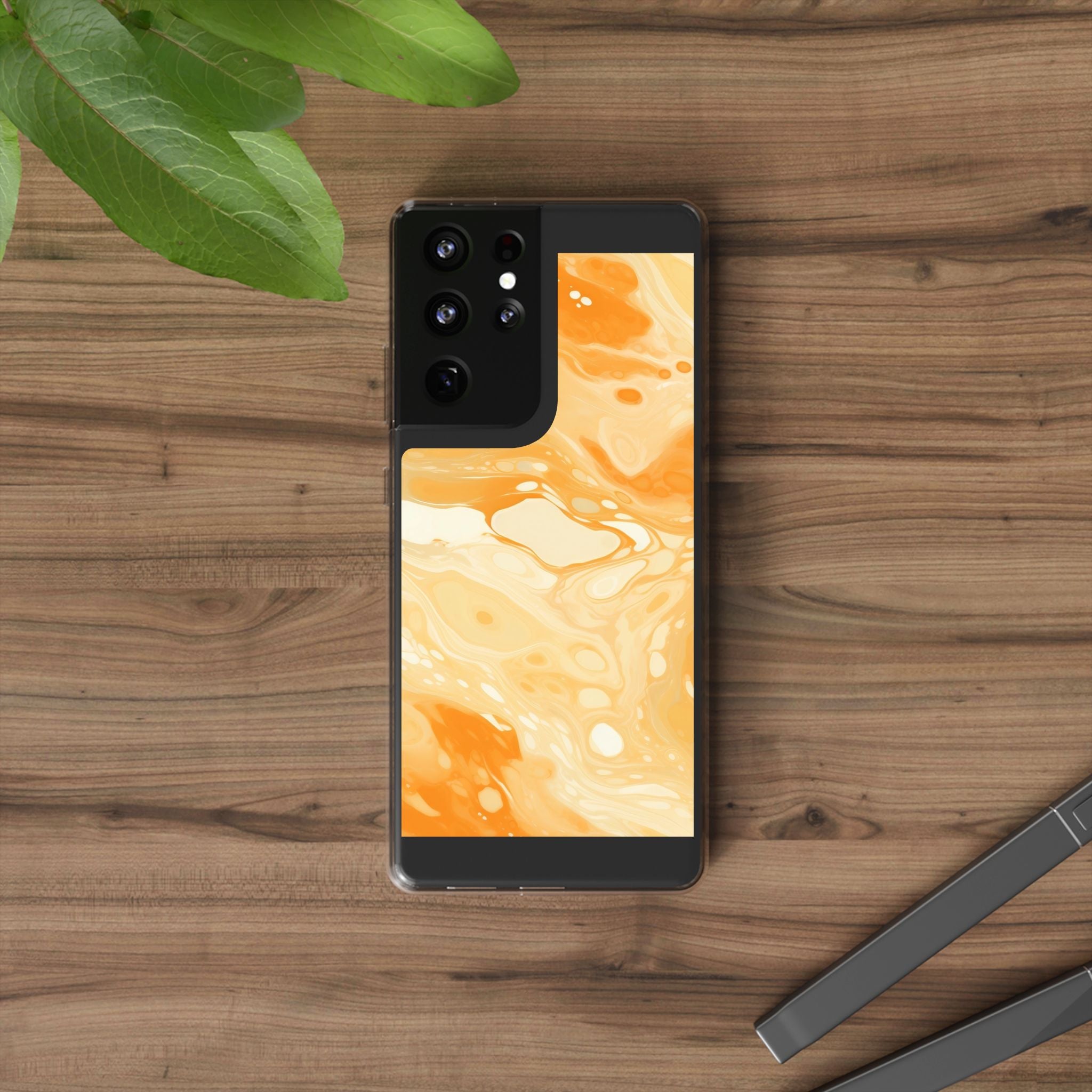Orange Marble Clear Case, Artsulli - Art is Long, Life is Short, Phone Case, , , , , , ,