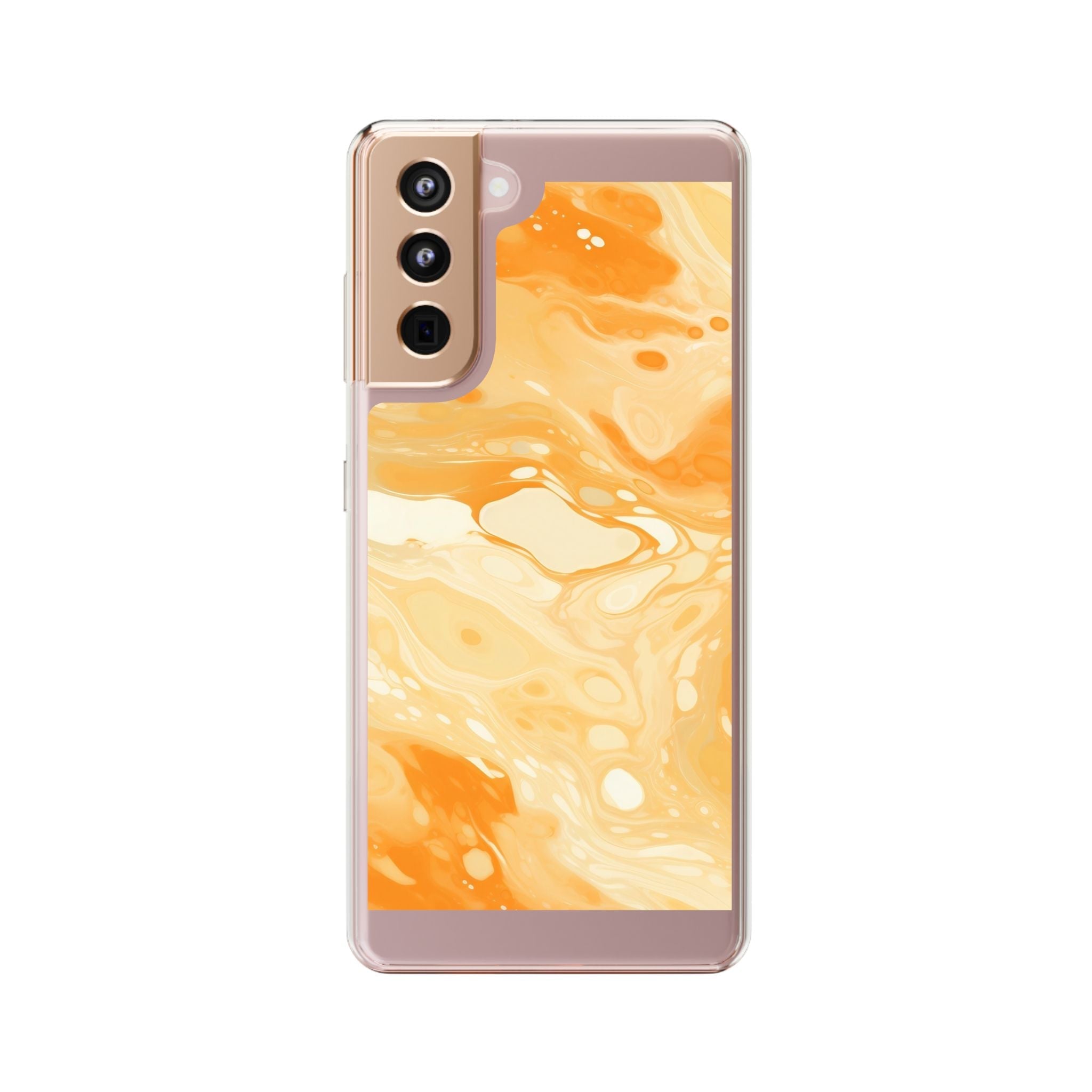 Orange Marble Clear Case, Artsulli - Art is Long, Life is Short, Phone Case, Size, Samsung Galaxy S21, Surface, Without gift packaging, , , 26249373733573190978