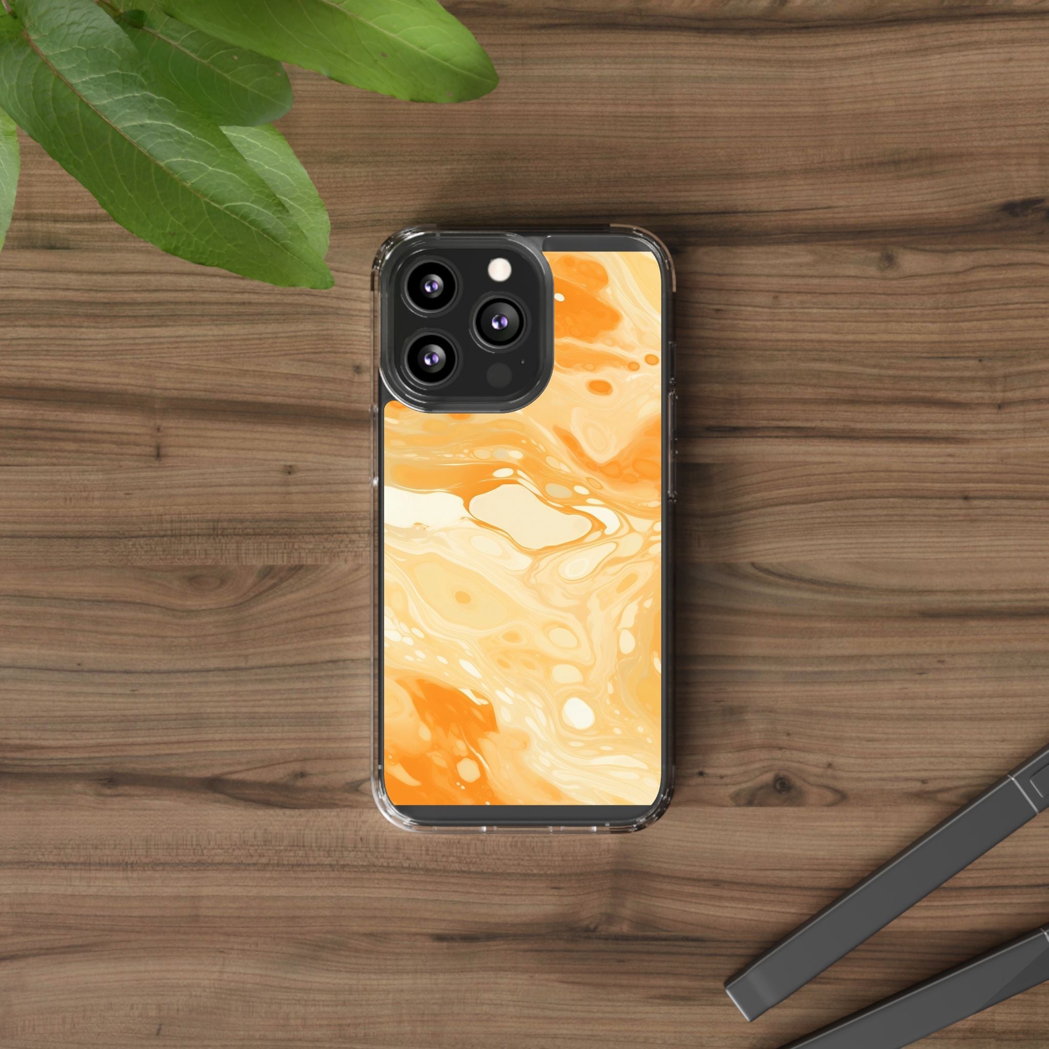 Orange Marble Clear Case, Artsulli - Art is Long, Life is Short, Phone Case, , , , , , ,