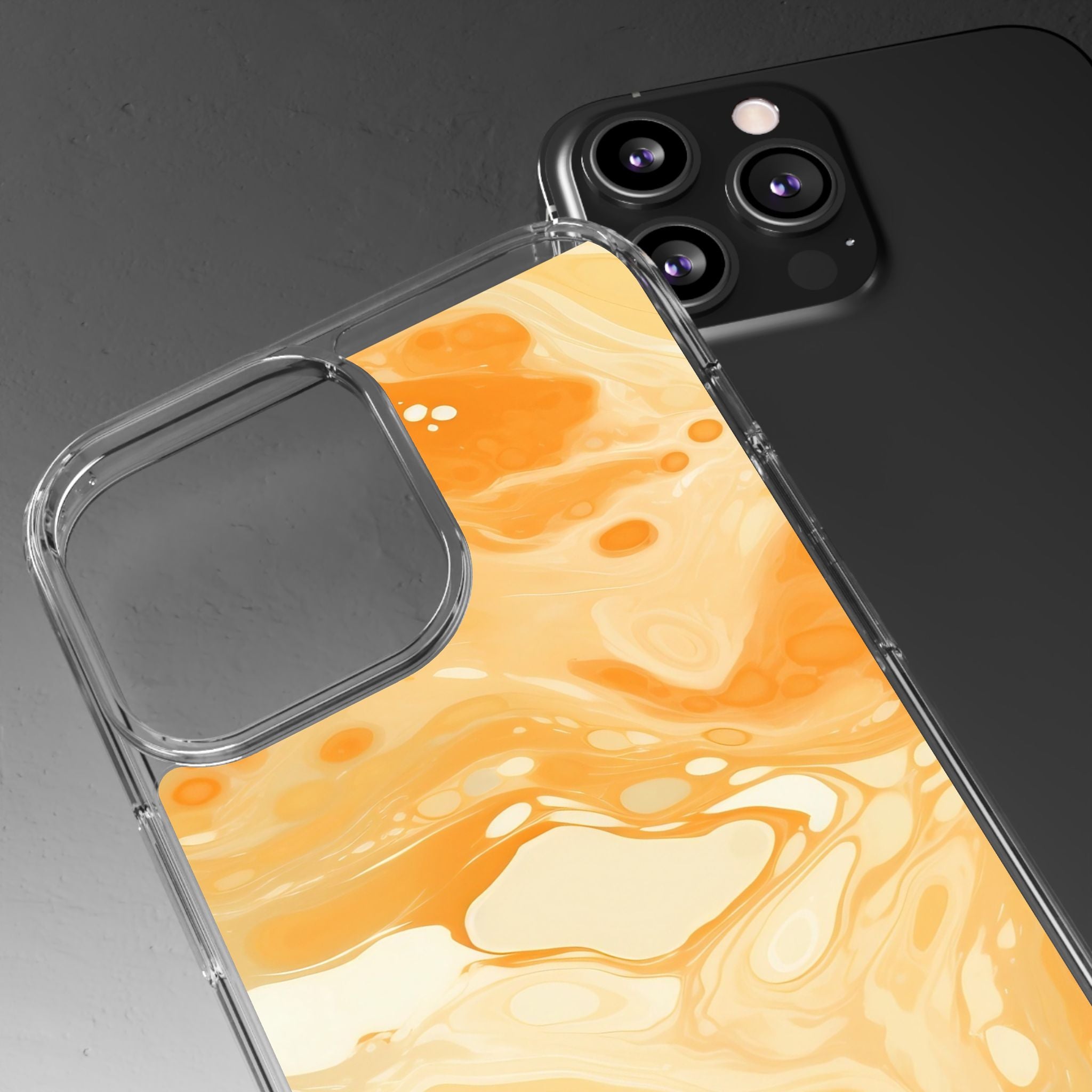 Orange Marble Clear Case, Artsulli - Art is Long, Life is Short, Phone Case, , , , , , ,