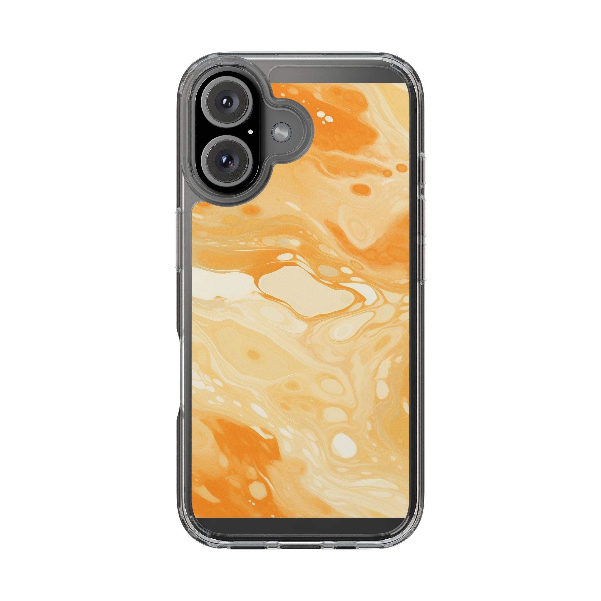 Orange Marble Clear Case, Artsulli - Art is Long, Life is Short, Phone Case, Size, iPhone 16, Surface, Without gift packaging, , , 68637224304900622644