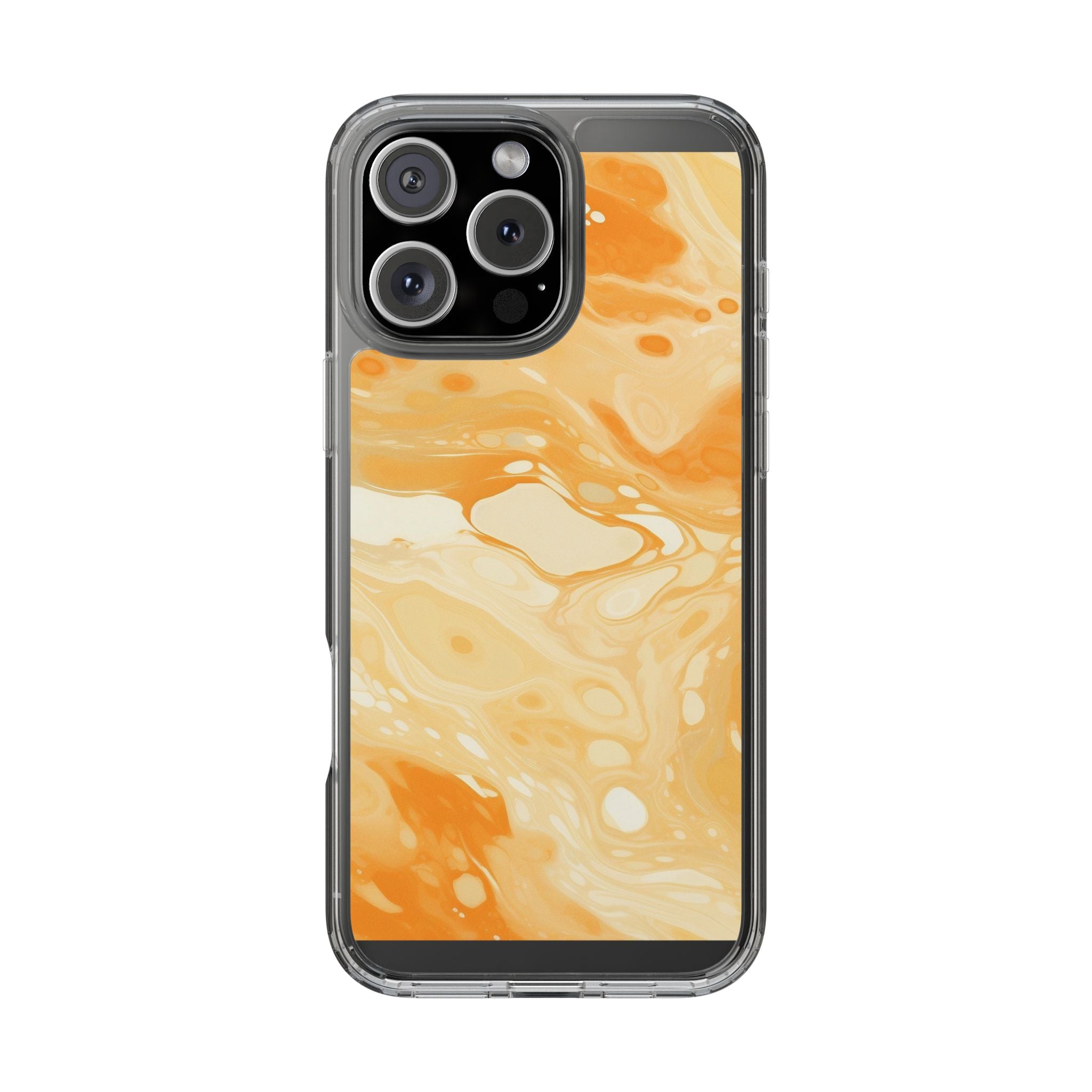 Orange Marble Clear Case, Artsulli - Art is Long, Life is Short, Phone Case, Size, iPhone 16 Pro Max, Surface, Without gift packaging, , , 29454289009676146969