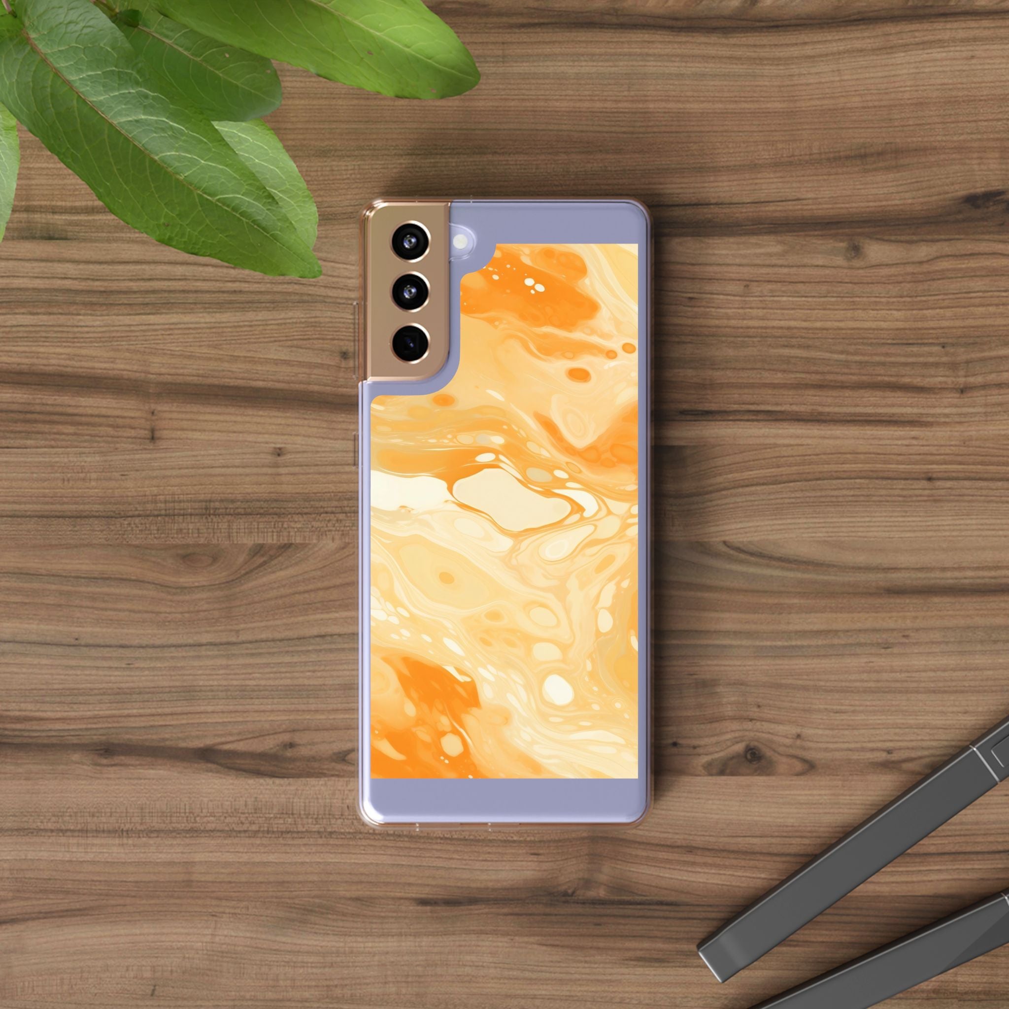 Orange Marble Clear Case, Artsulli - Art is Long, Life is Short, Phone Case, , , , , , ,