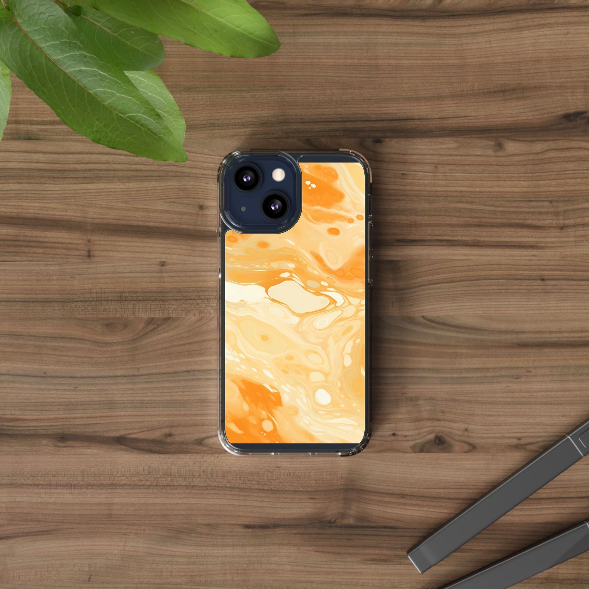 Orange Marble Clear Case, Artsulli - Art is Long, Life is Short, Phone Case, , , , , , ,