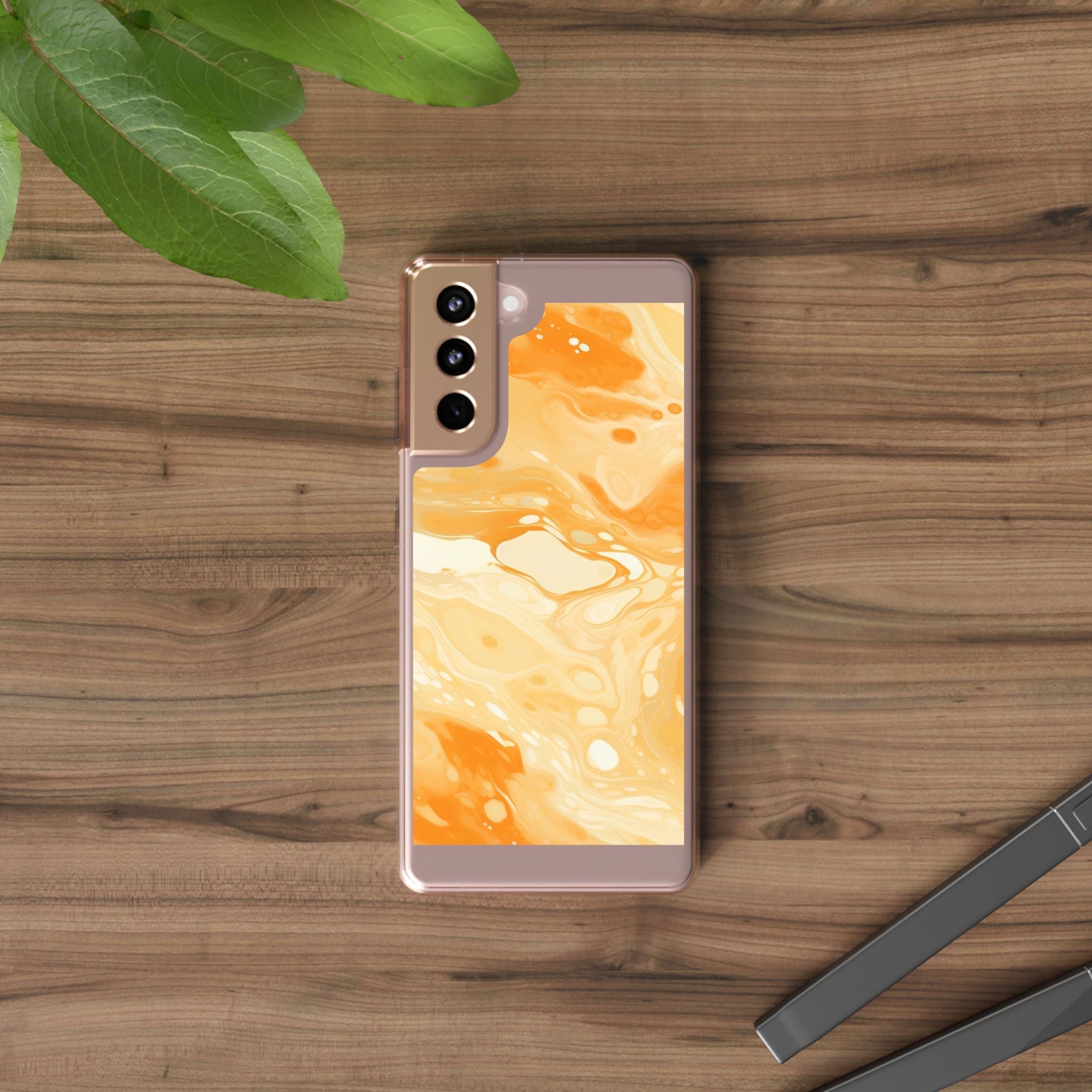 Orange Marble Clear Case, Artsulli - Art is Long, Life is Short, Phone Case, , , , , , ,