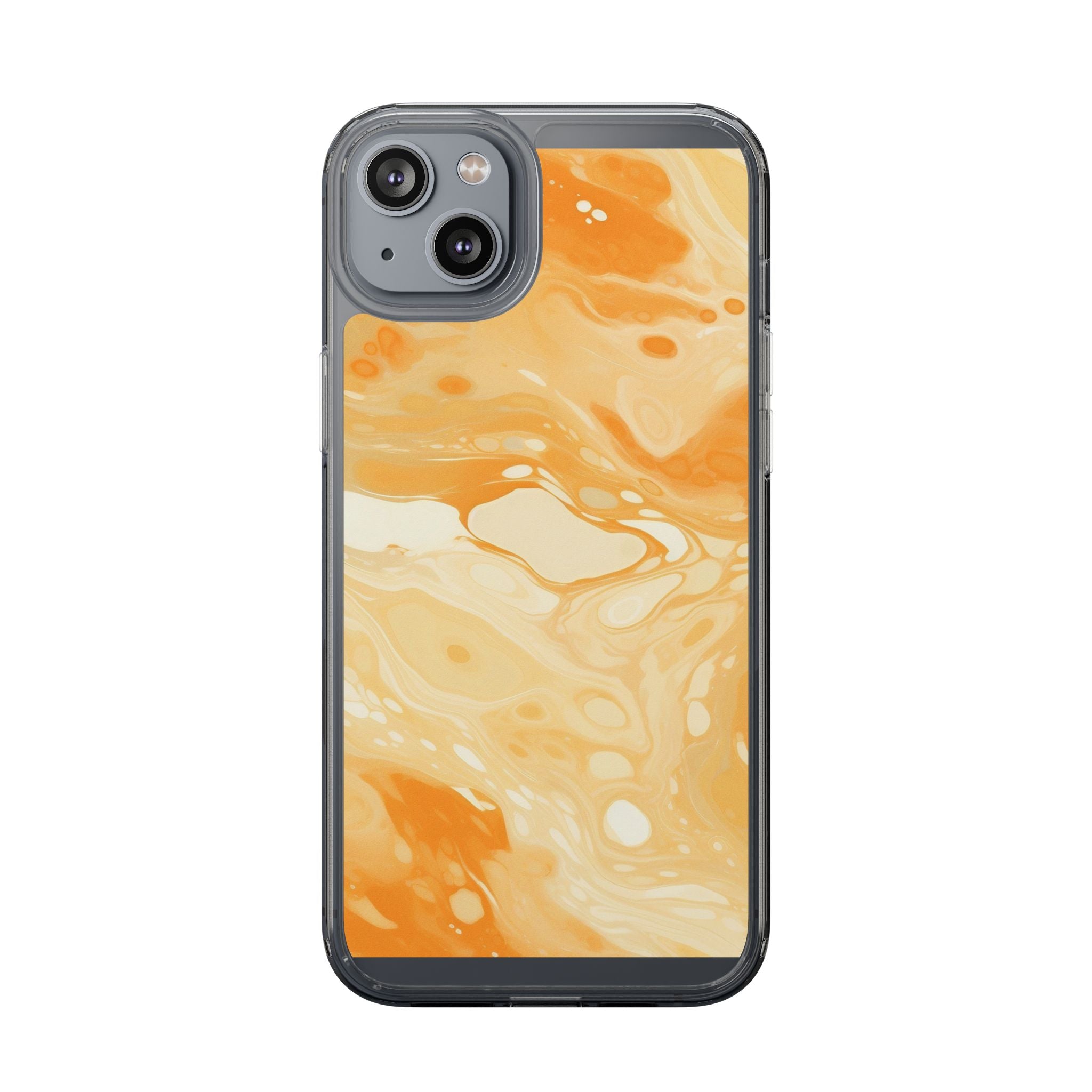 Orange Marble Clear Case, Artsulli - Art is Long, Life is Short, Phone Case, Size, iPhone 14 Plus, Surface, Without gift packaging, , , 23568620990258202811