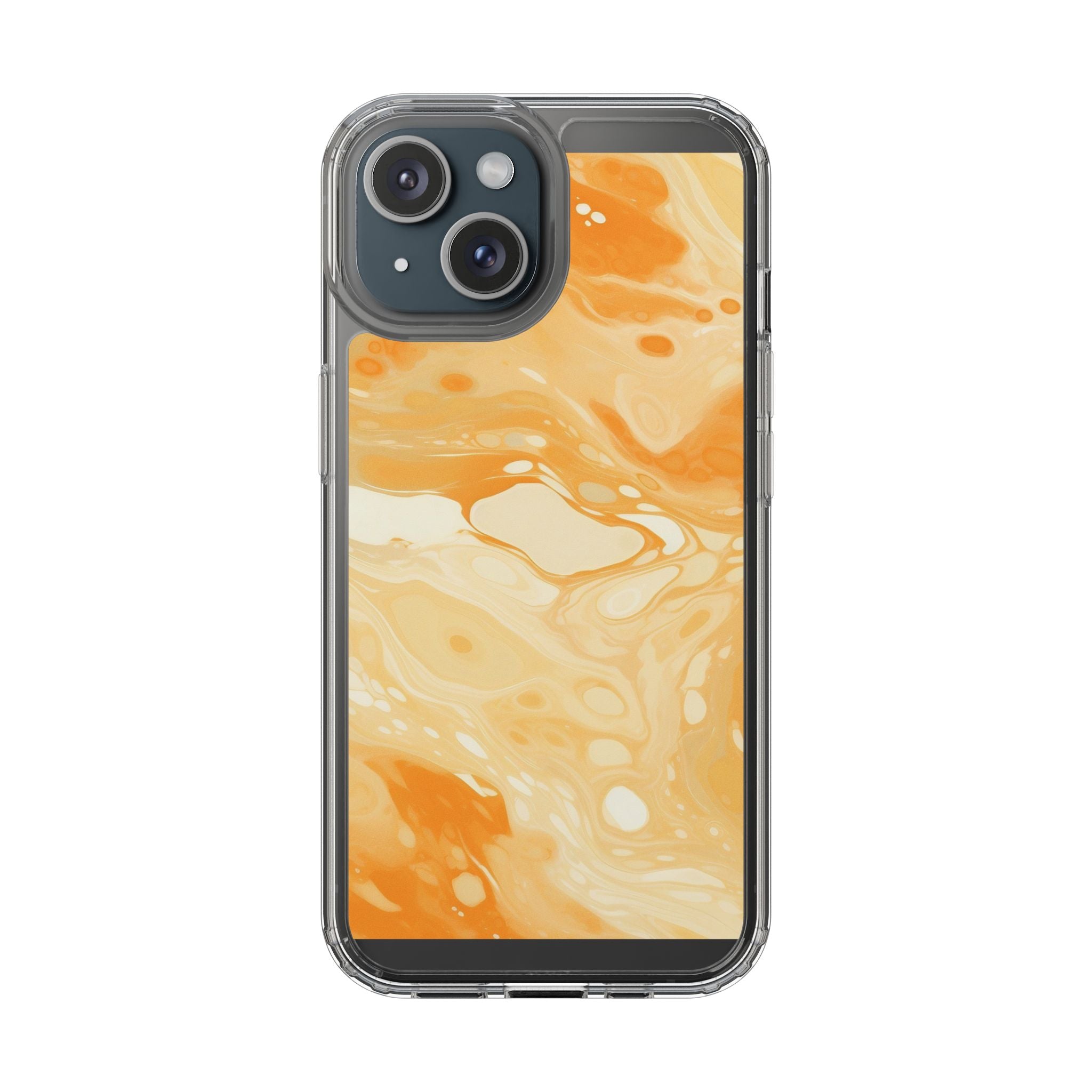 Orange Marble Clear Case, Artsulli - Art is Long, Life is Short, Phone Case, Size, iPhone 15, Surface, Without gift packaging, , , 24737856261014260665